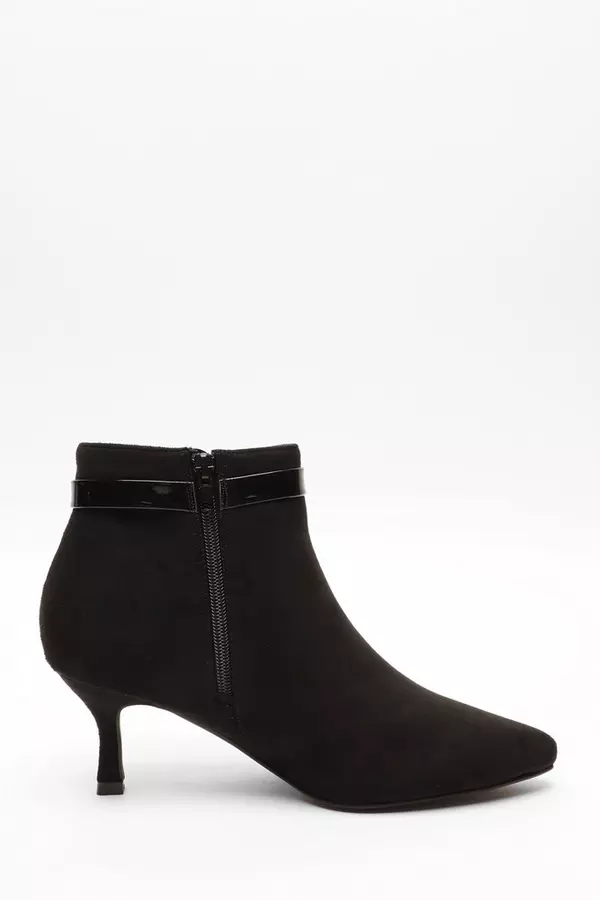Wide Fit Black Bow Ankle Boot