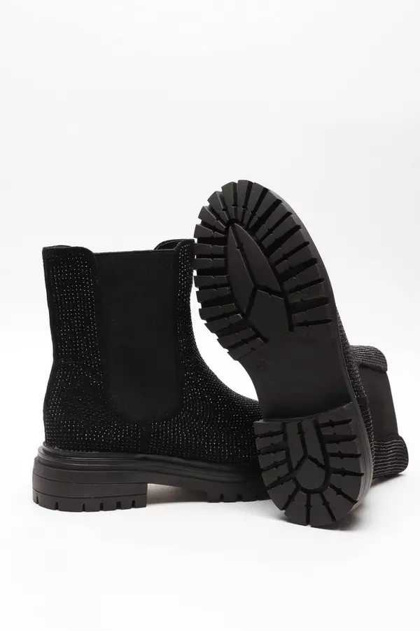 Black Embellished Chelsea Boots
