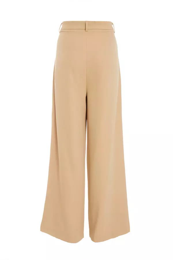 Stone Wide Leg Tailored Trousers