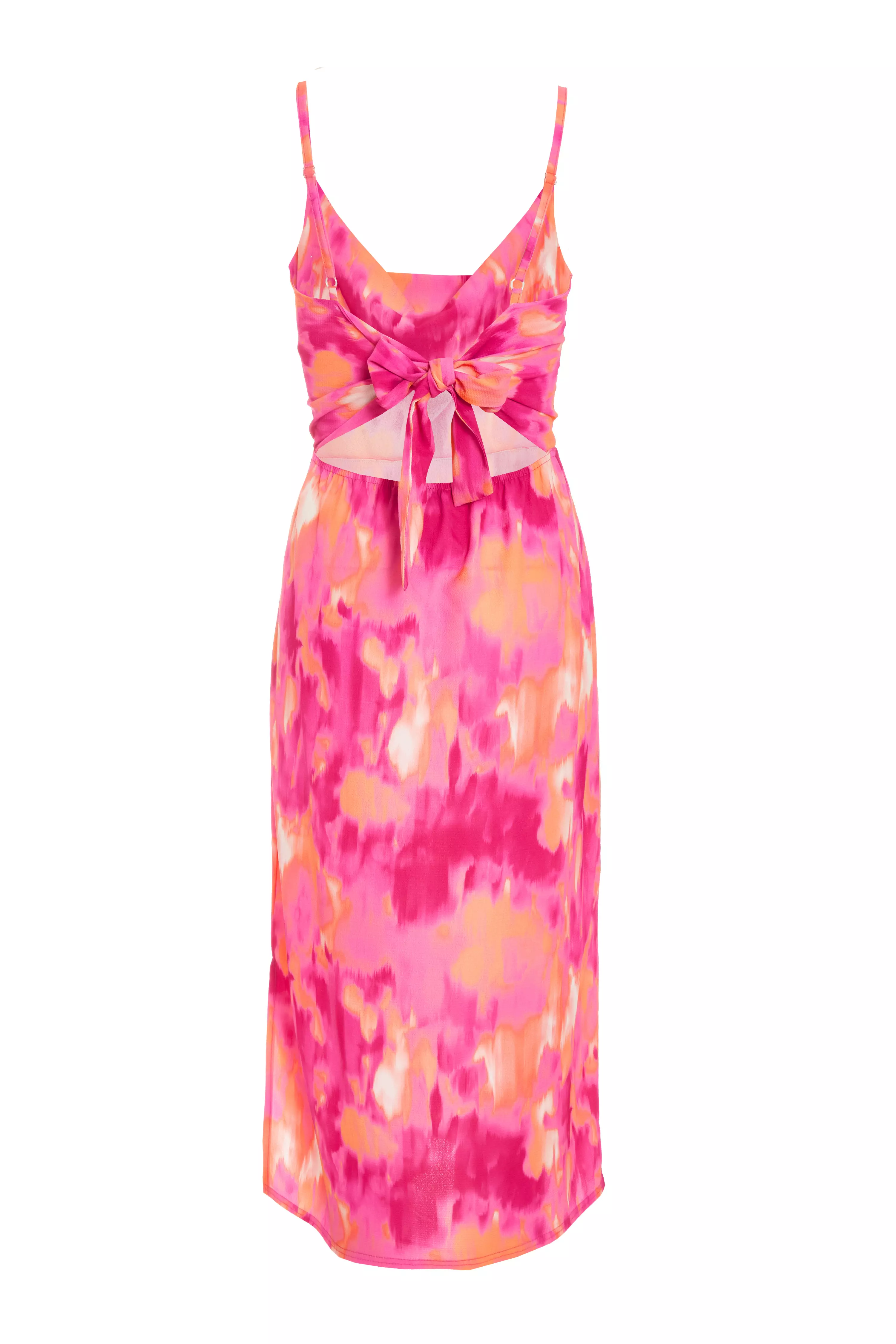 Pink Marble Tie Back Midi Dress