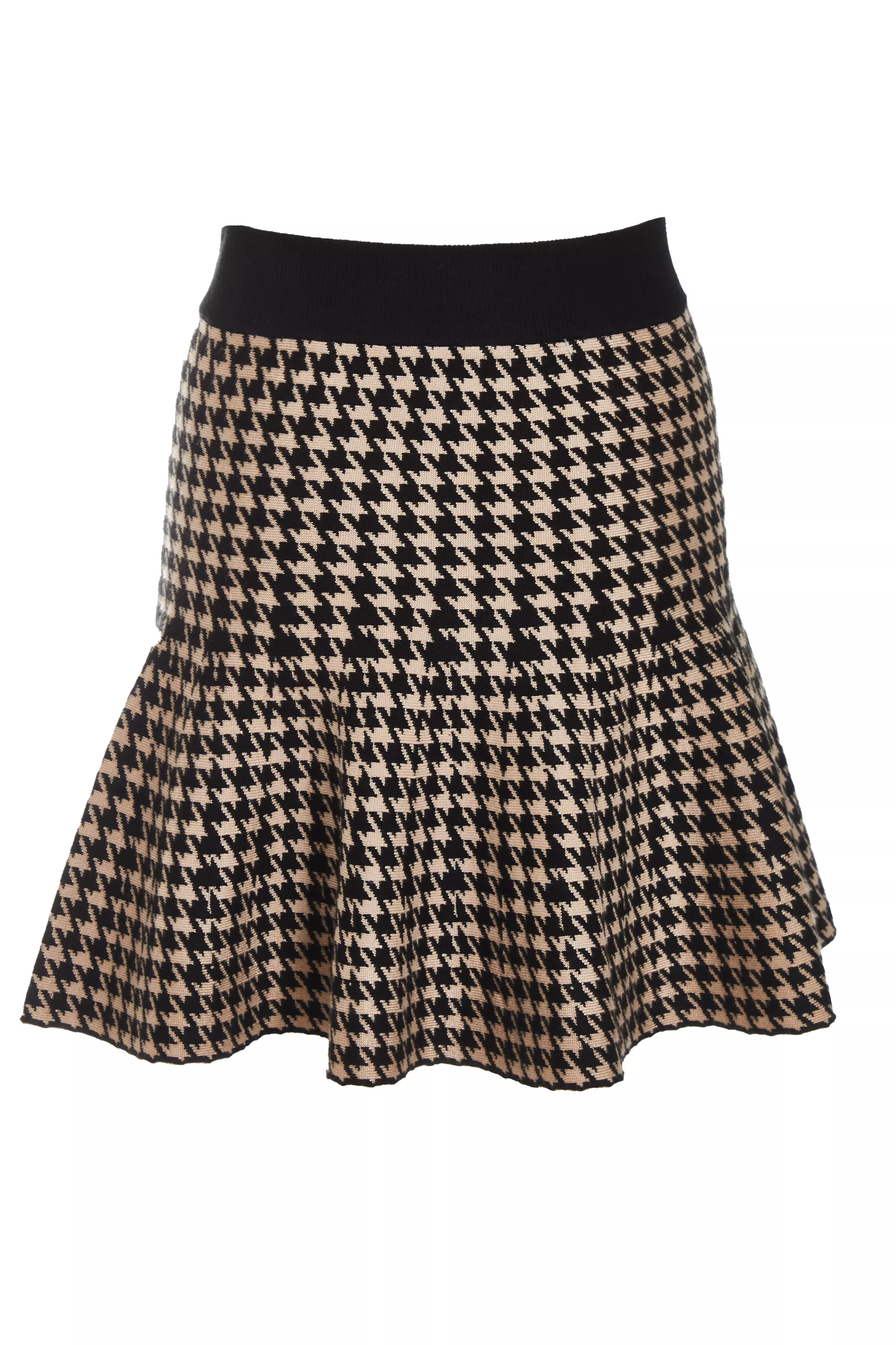 Black Knitted Dog Tooth Skirt