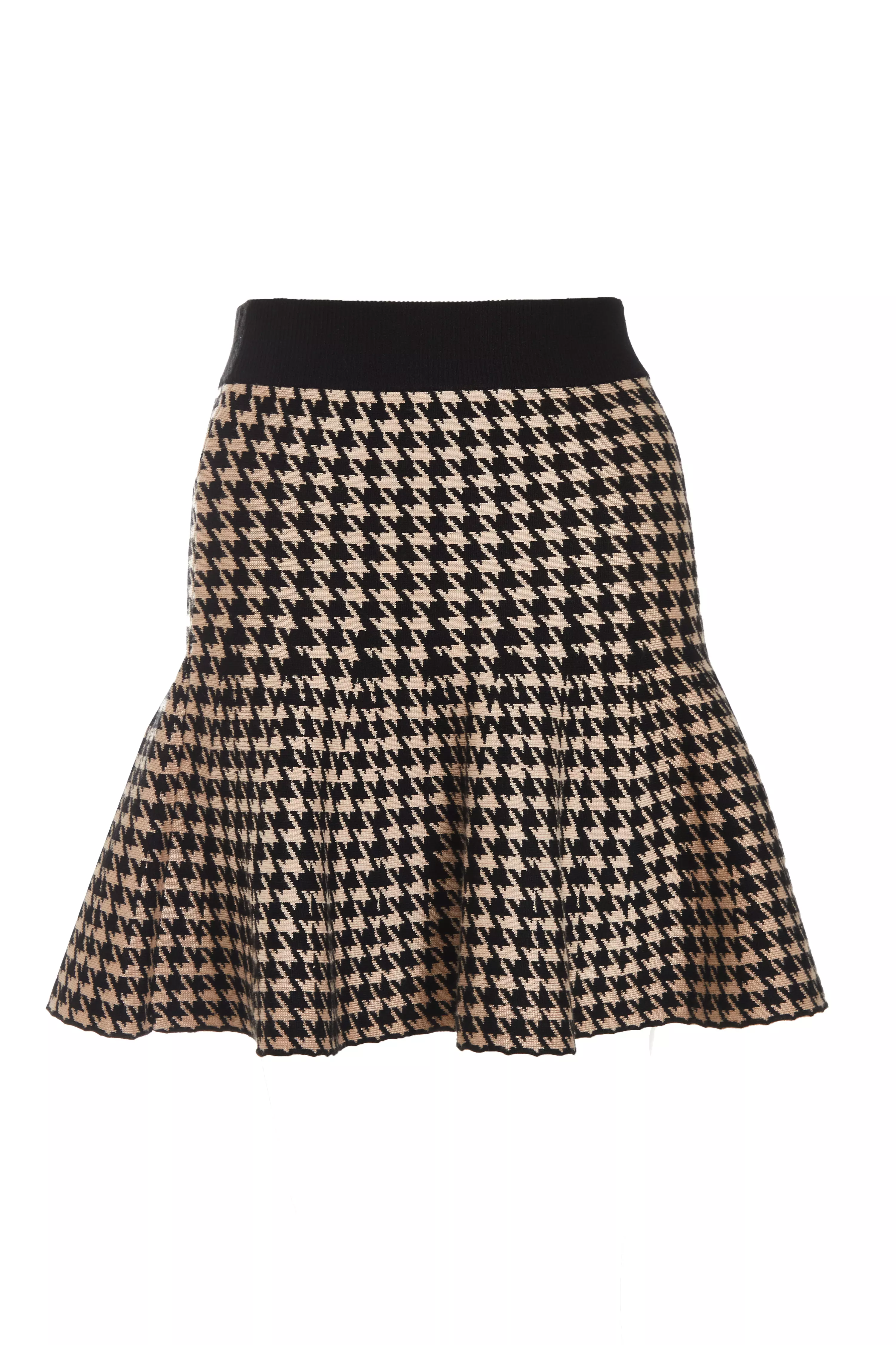 Black Knitted Dog Tooth Skirt