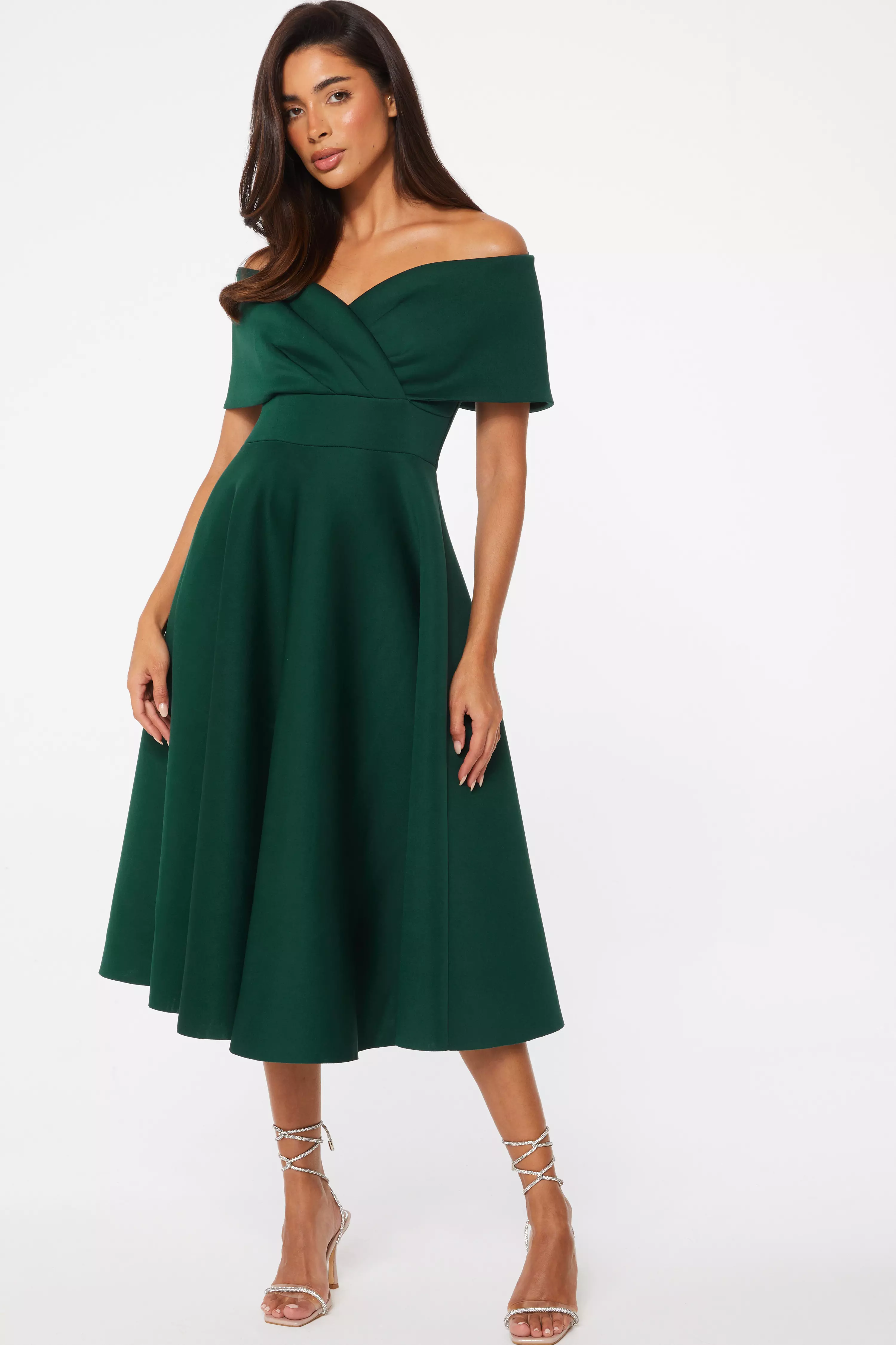 Bottle green 2025 bardot dress