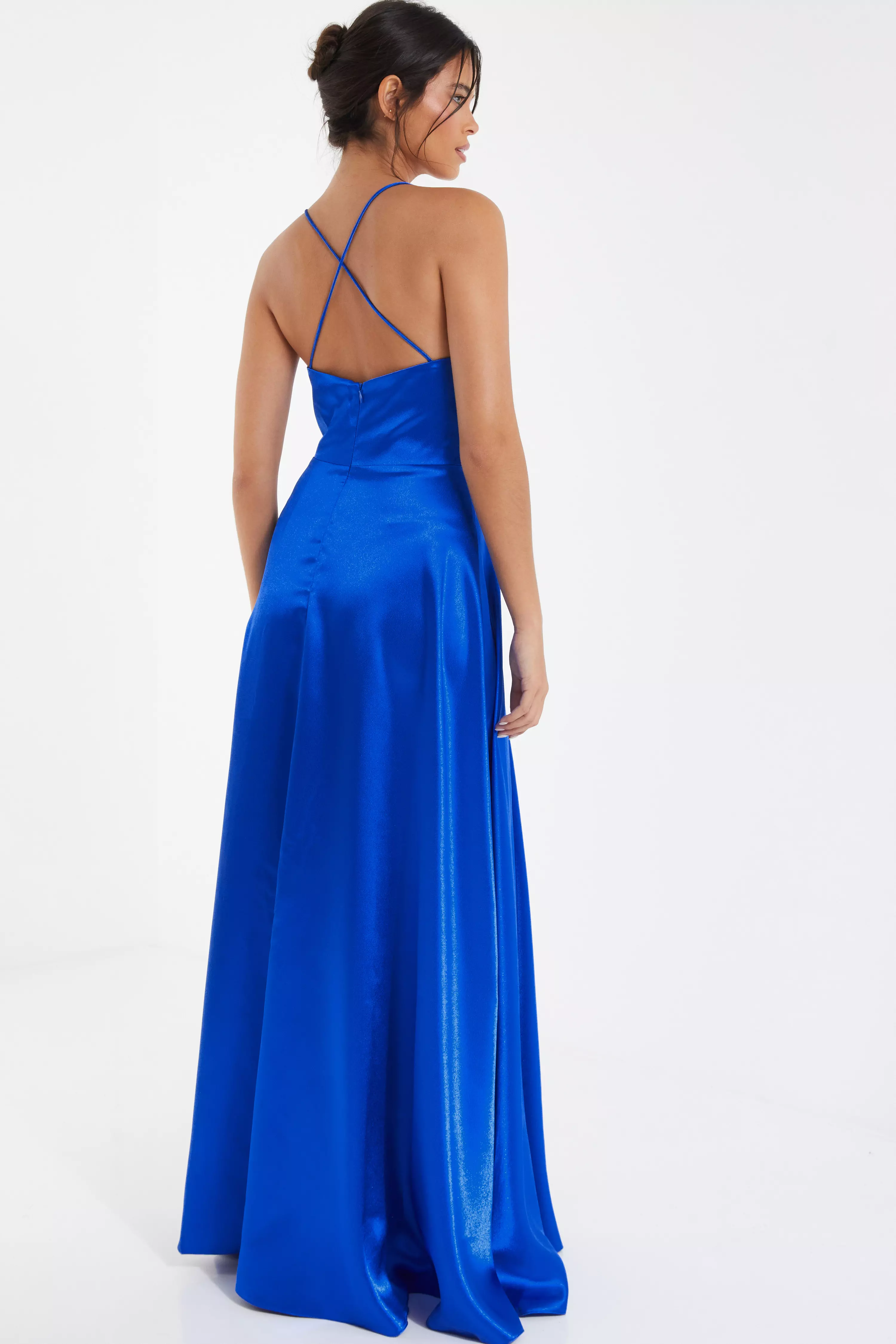 Royal Blue Satin Maxi Dress