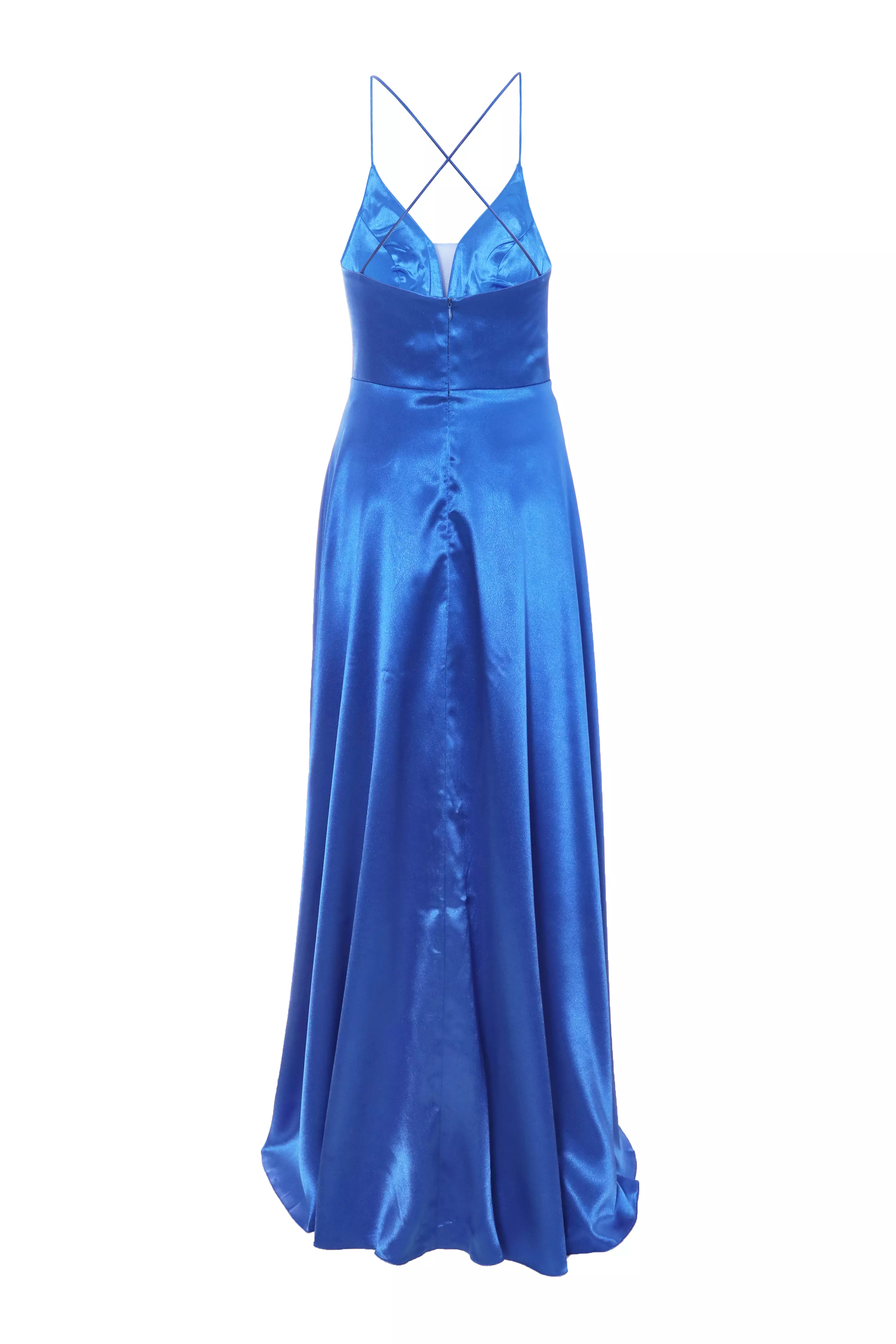 Royal Blue Satin Maxi Dress