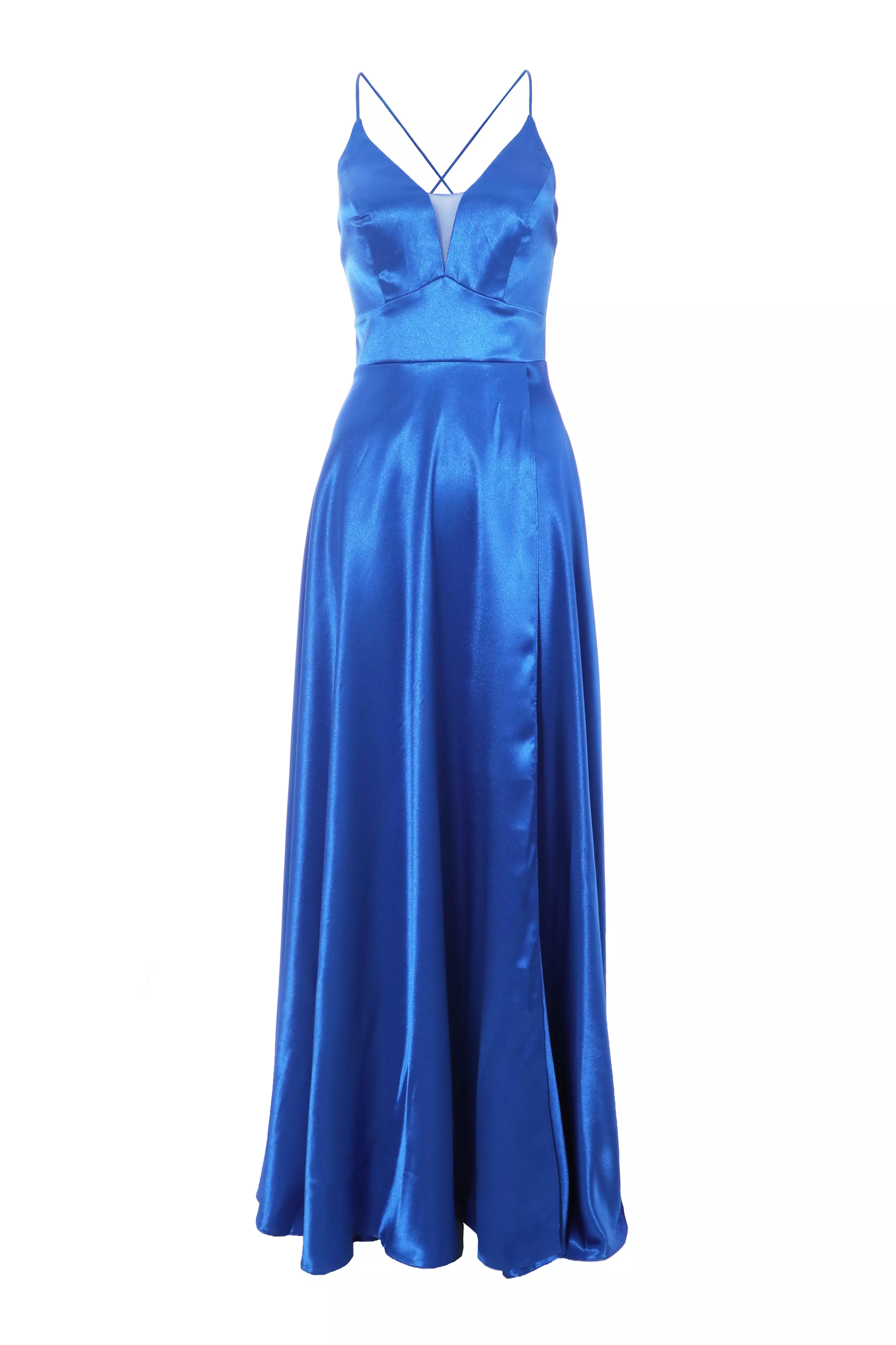 Royal Blue Satin Maxi Dress