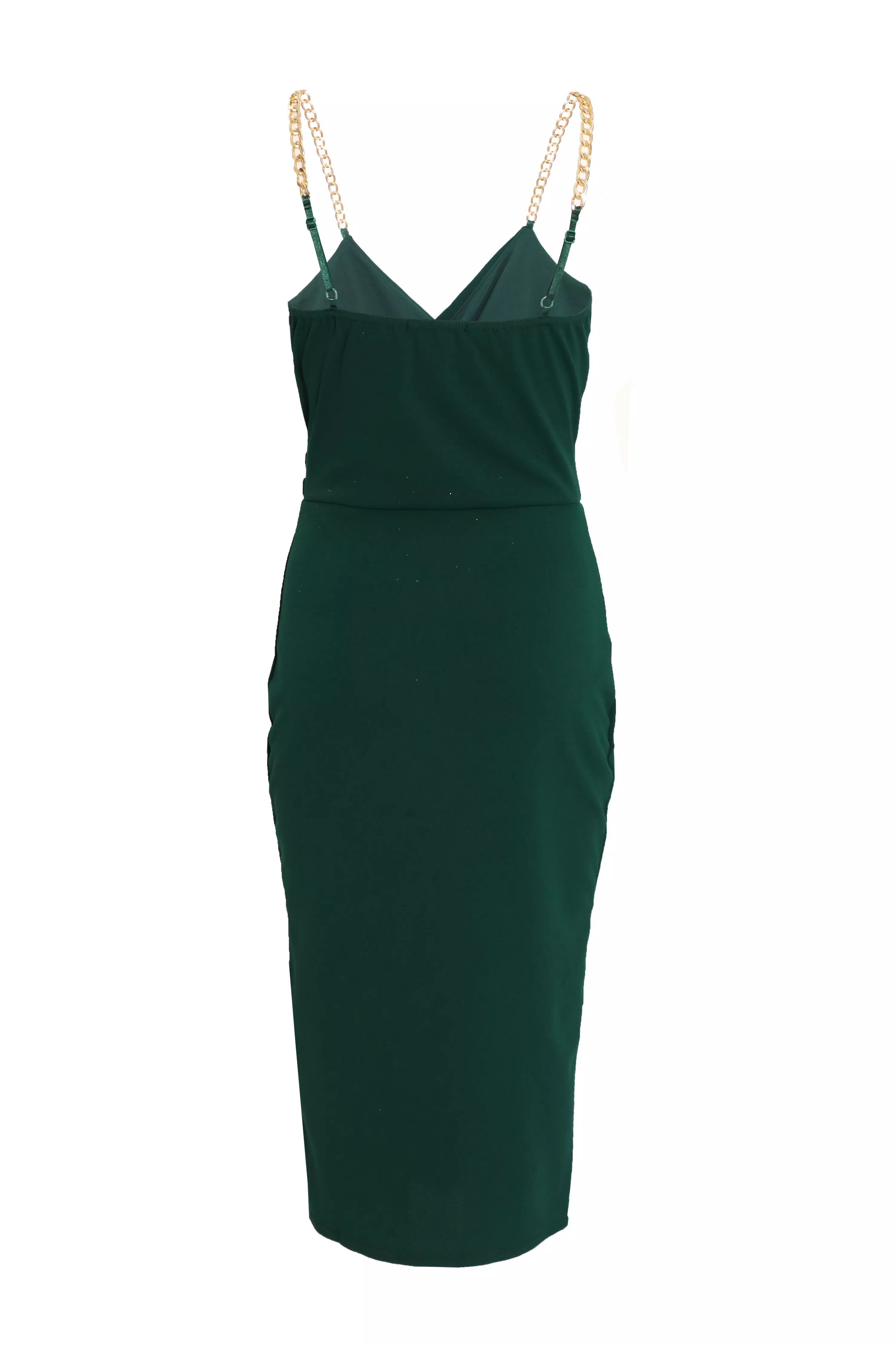 Green Frill Wrap Midi Dress