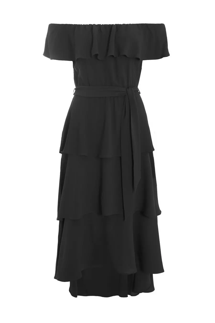 Black Bardot Dip Hem Midi Dress QUIZ Clothing