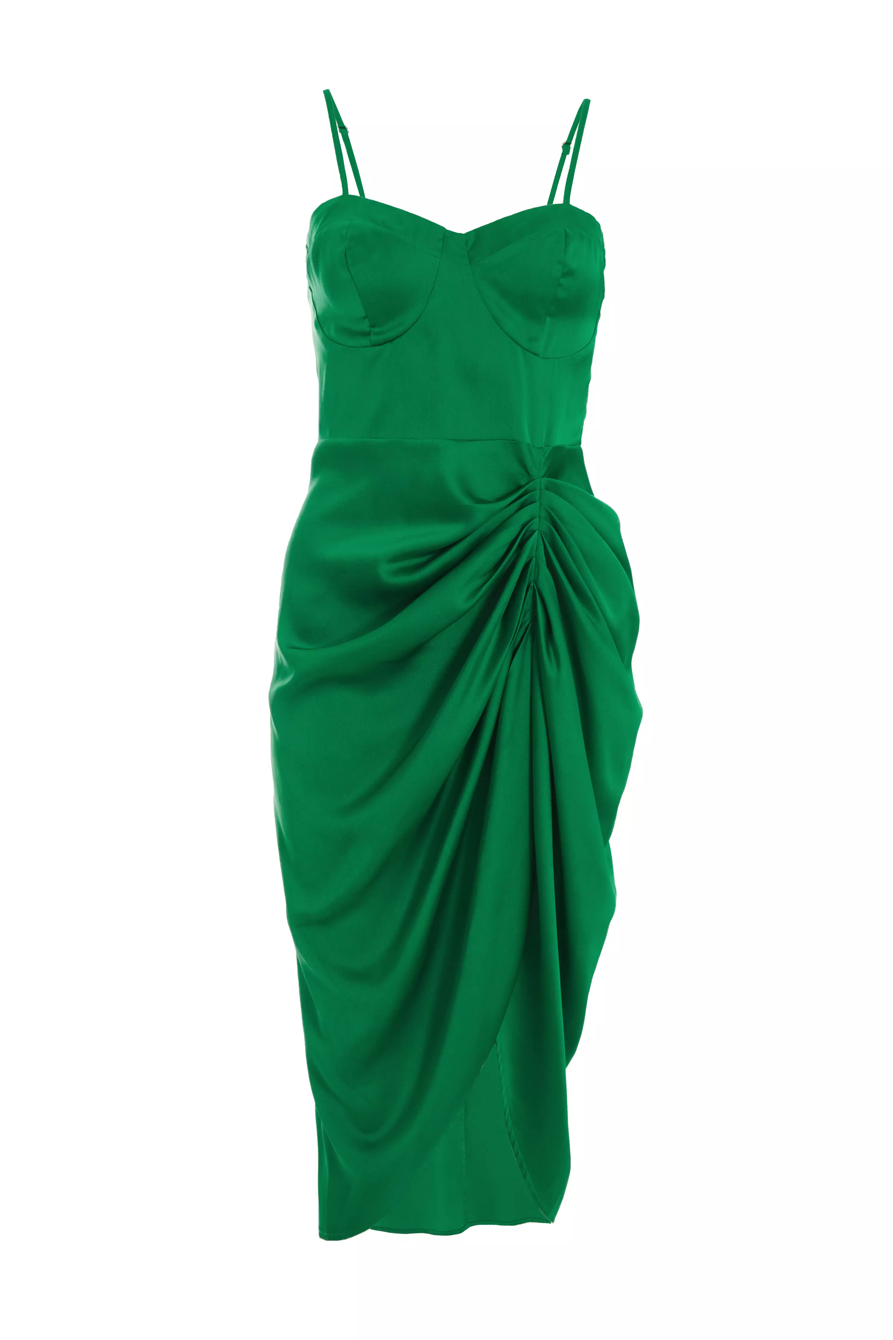 Jade Green Ruched Corset Midi Dress