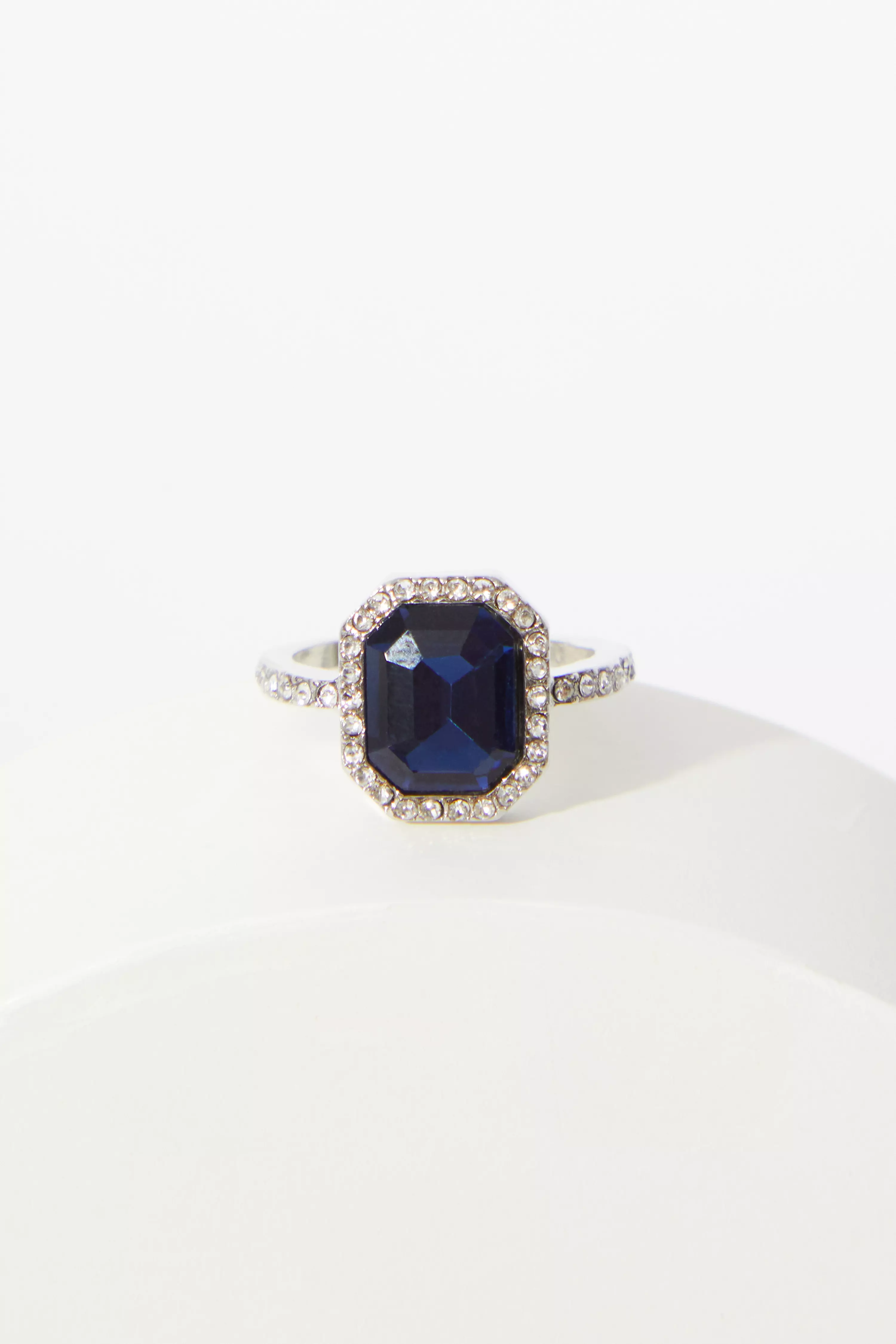 Navy Diamante Jewel Ring