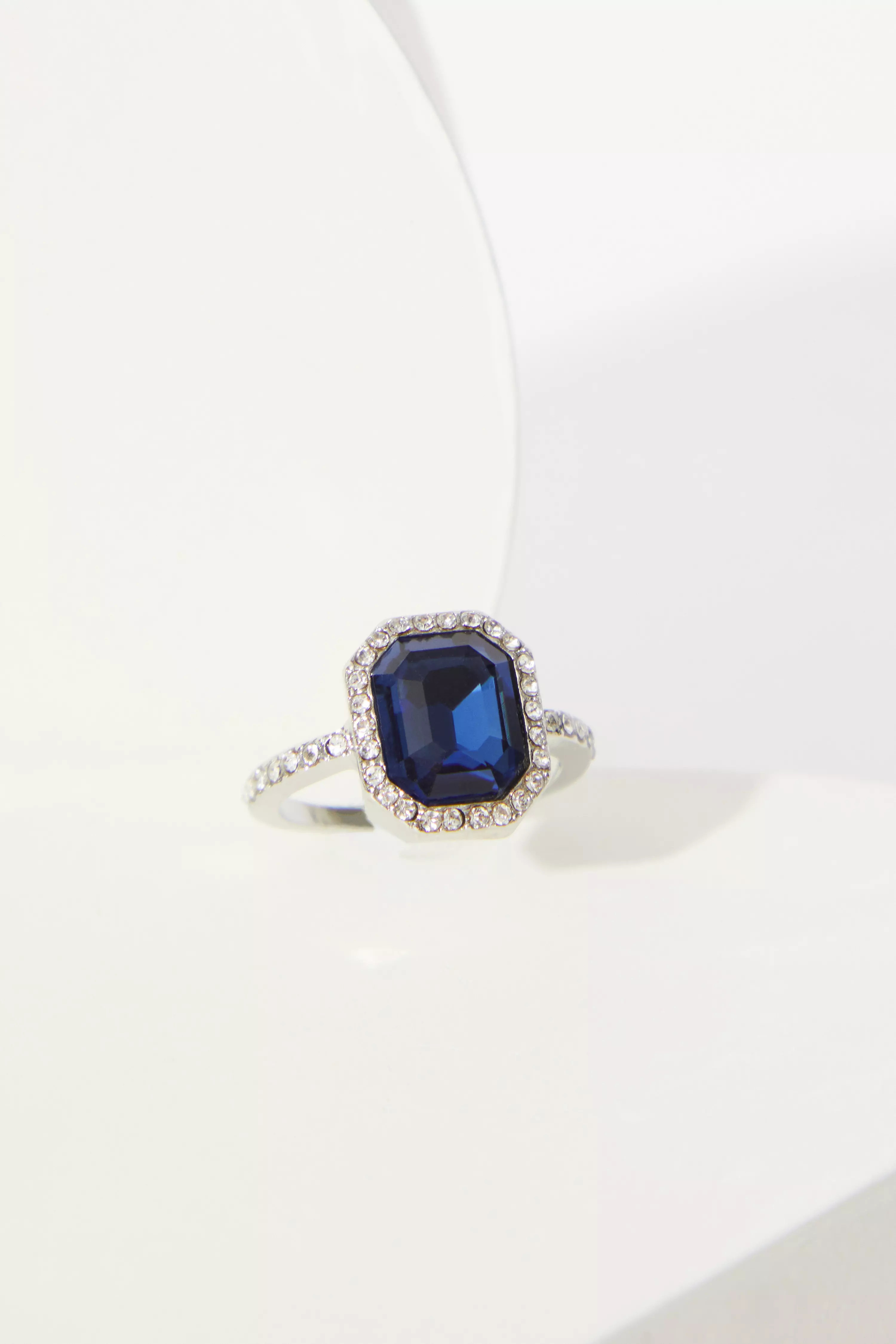 Navy Diamante Jewel Ring