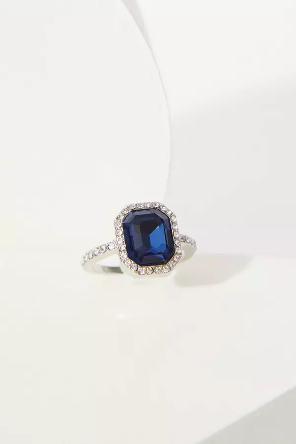 Navy Diamante Jewel Ring