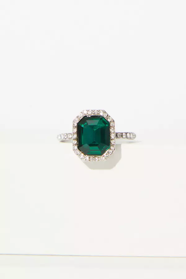 Green Diamante Jewel Ring