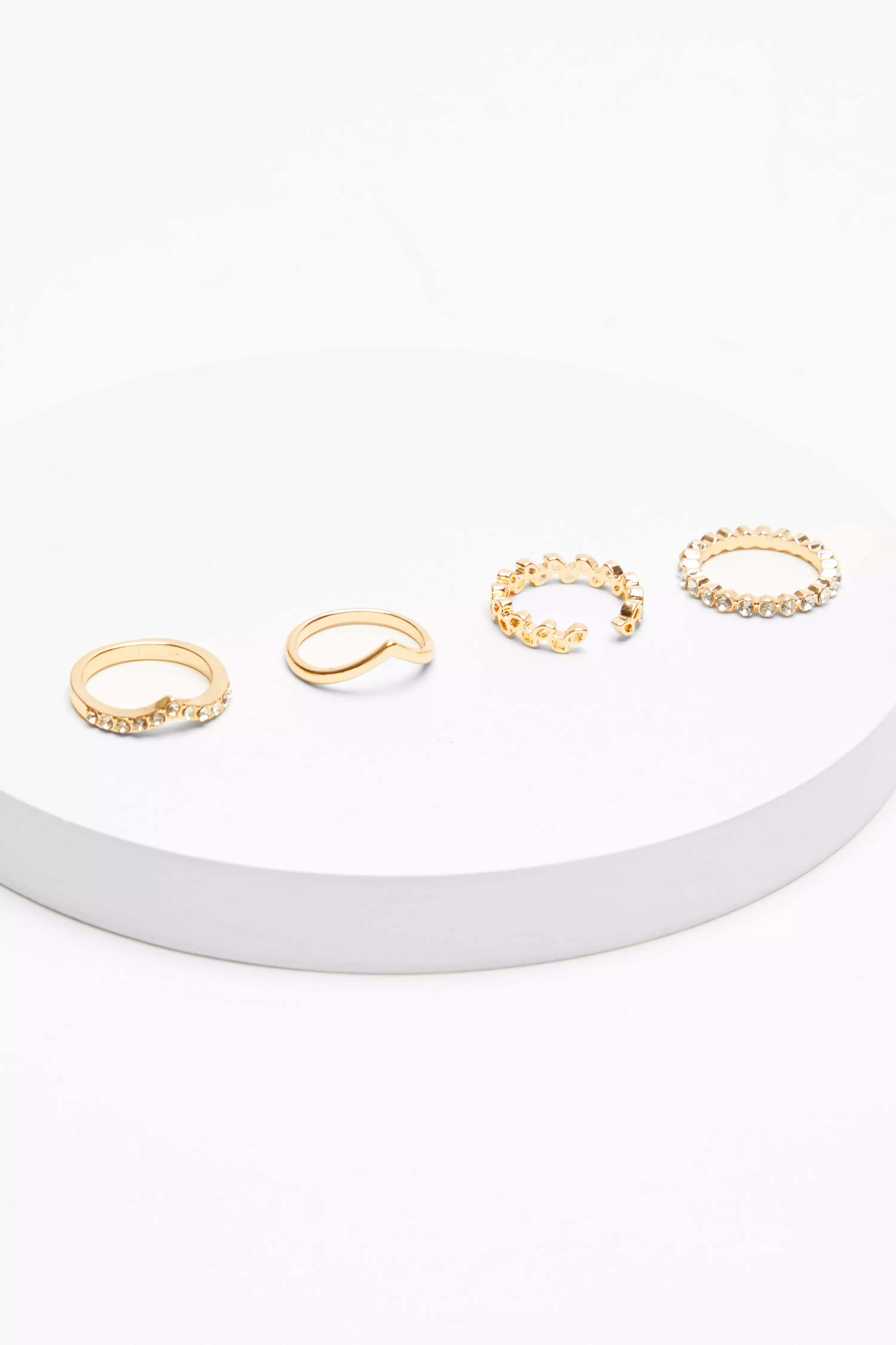 Gold Diamante Ring Set