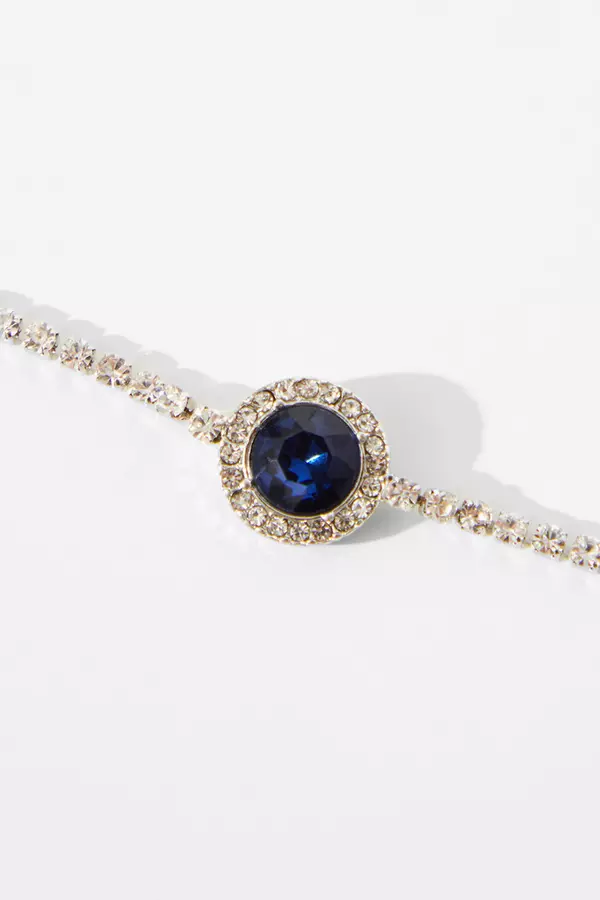Navy Circle Stone Diamante Bracelet