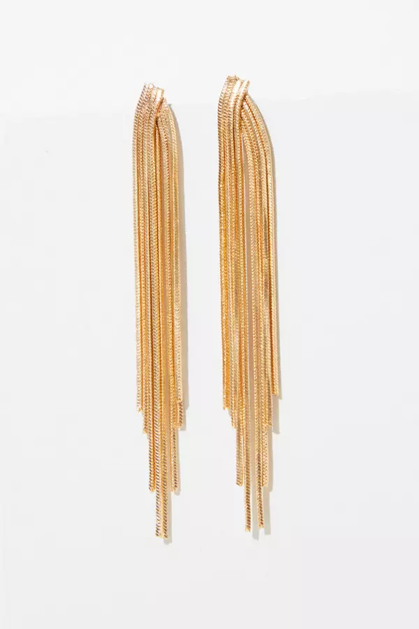 Gold Slinky Fringe Earrings