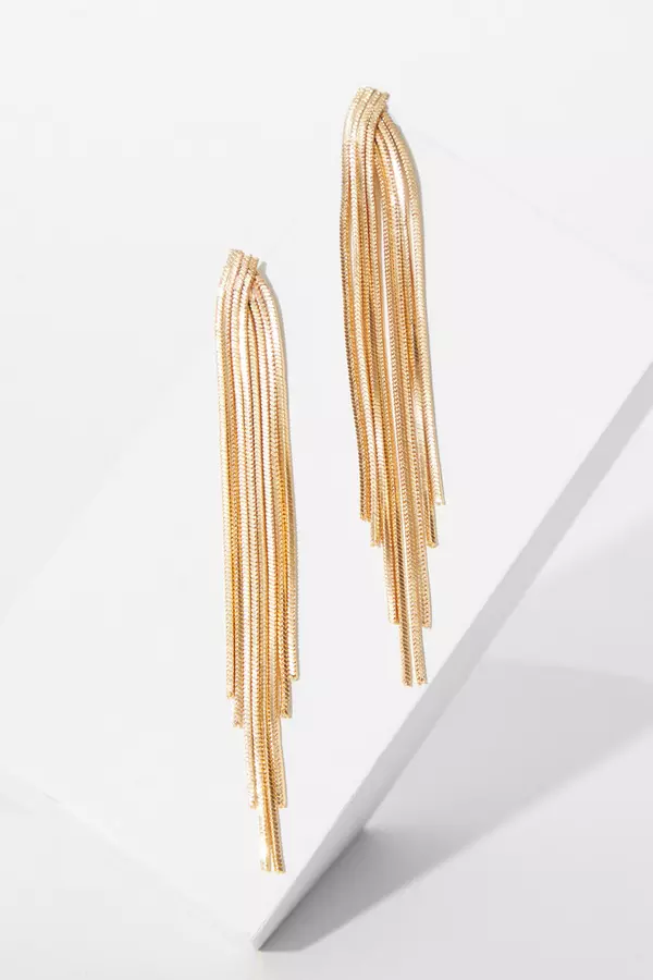 Gold Slinky Fringe Earrings