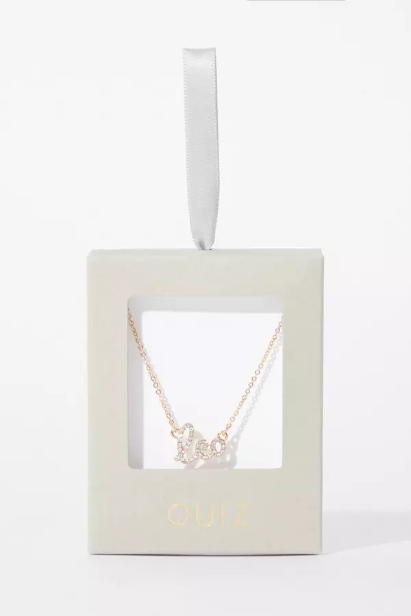 Gold Diamante 'Leo' Zodiac Necklace