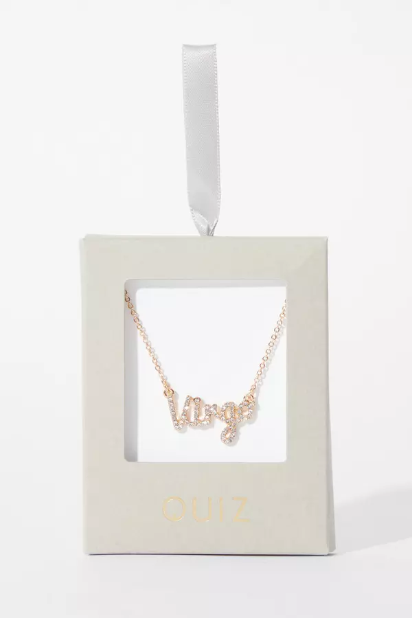 Gold Diamante 'Virgo' Zodiac Necklace