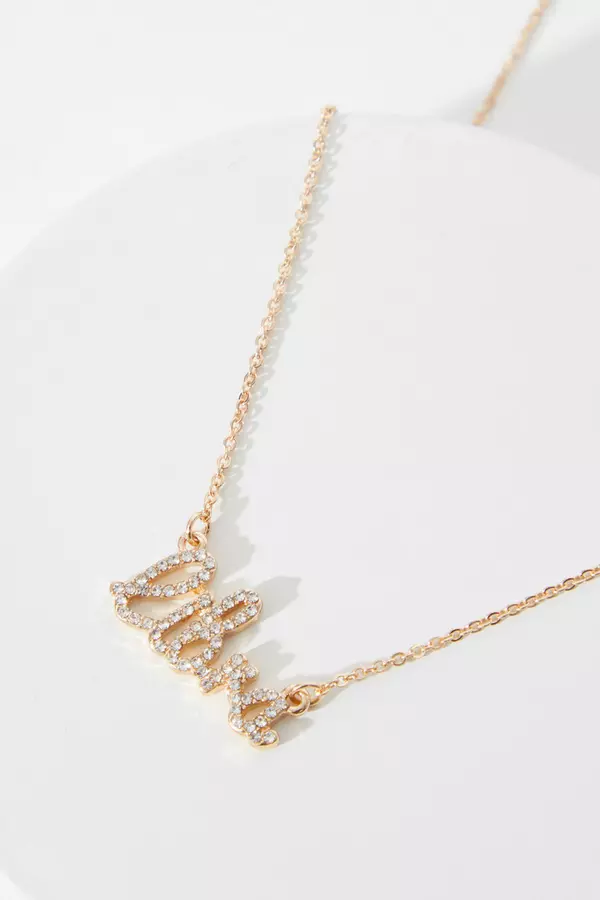 Gold Diamante 'Libra' Zodiac Necklace