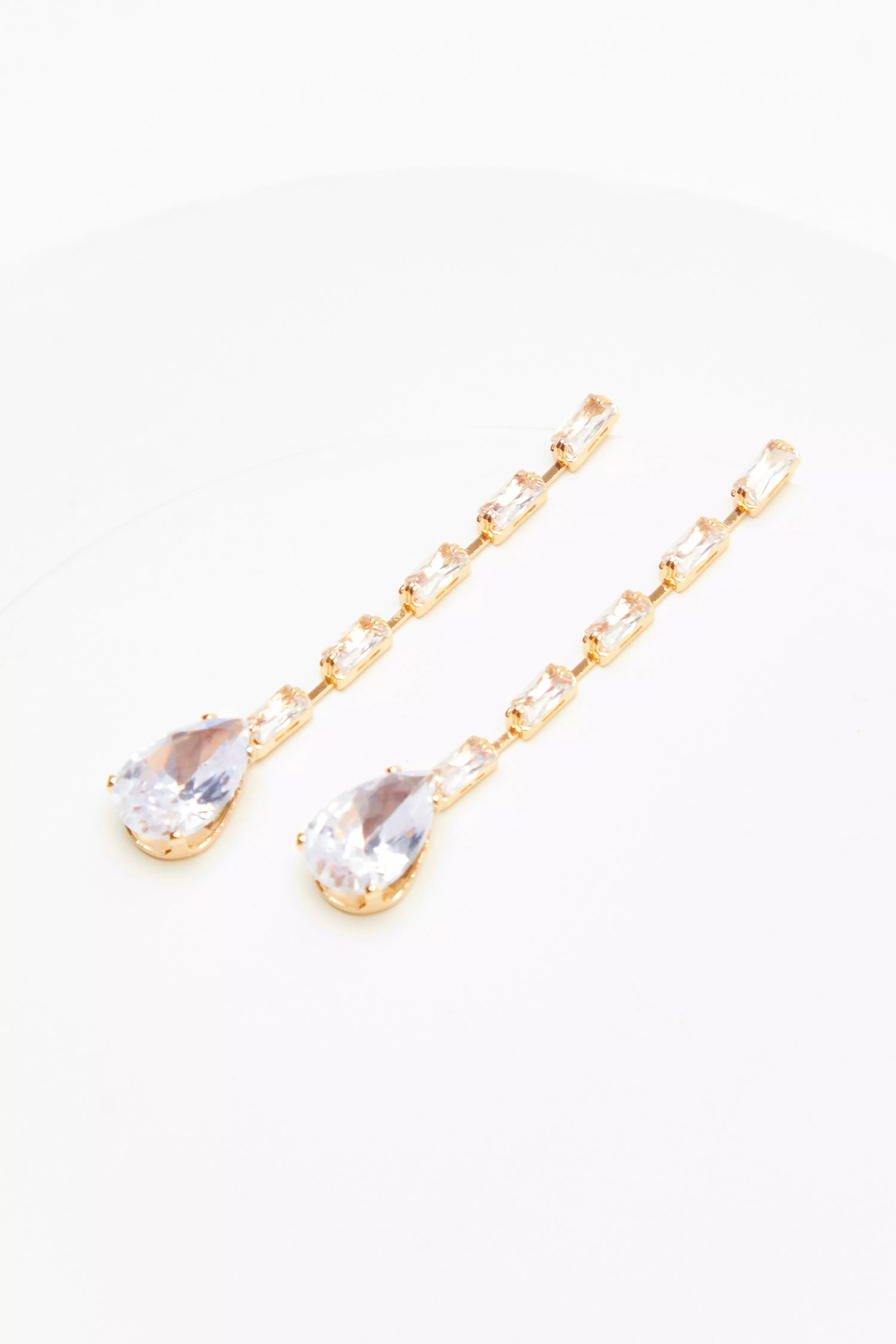 Gold Diamante Drop Earrings