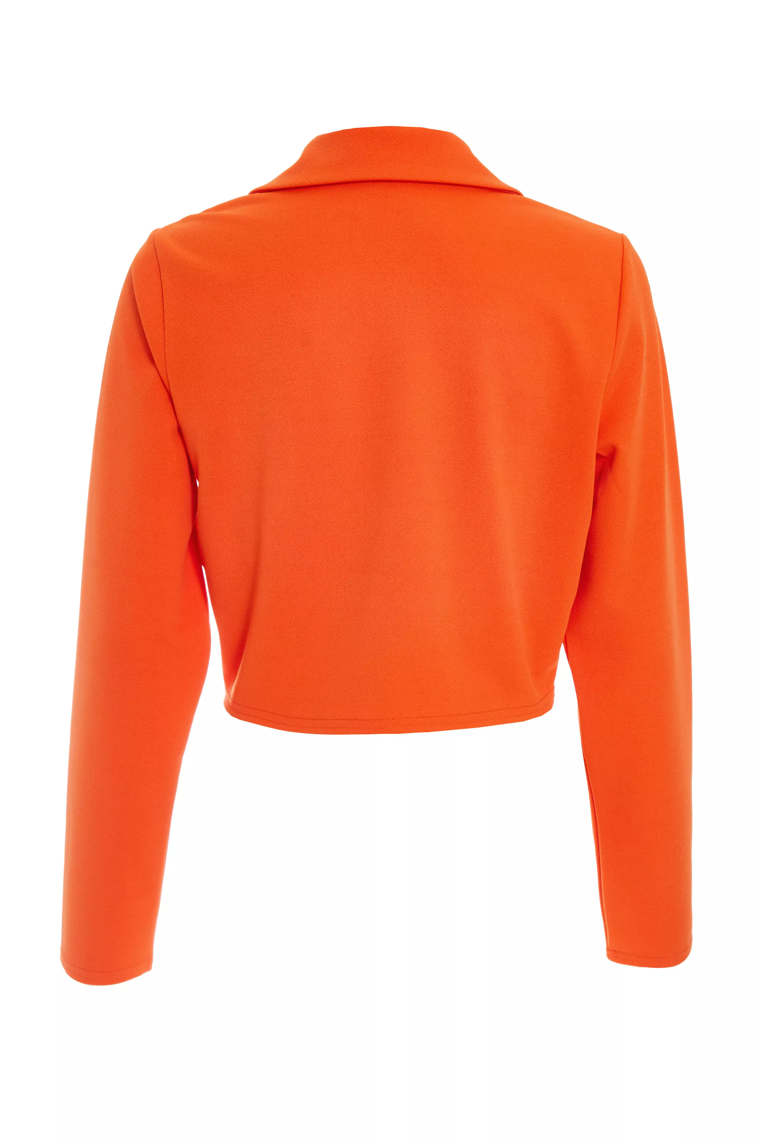 Orange Cropped Tailored Blazer