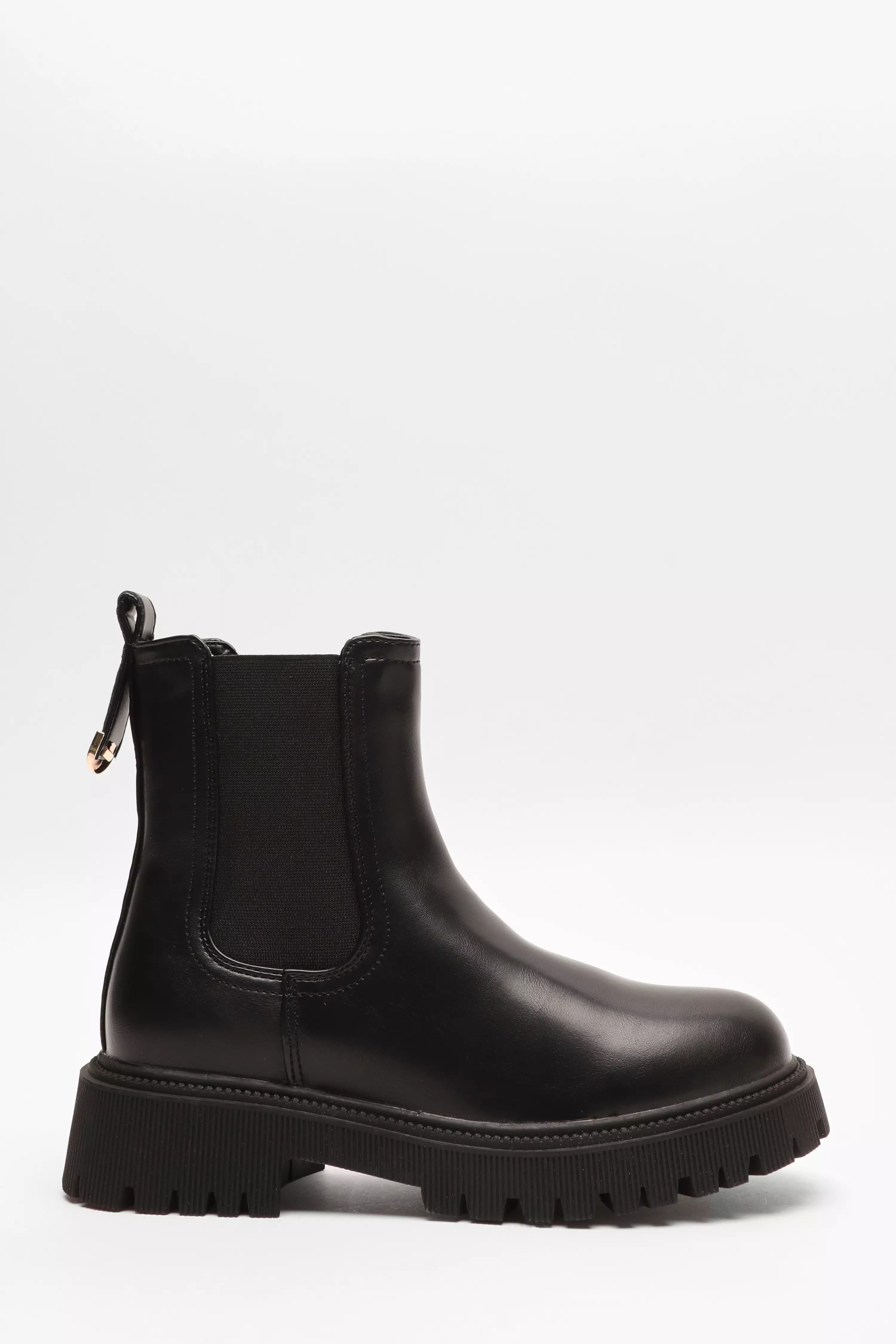 Black Patent Faux Leather Chelsea Boots<!-- --> - <!-- -->QUIZ Clothing