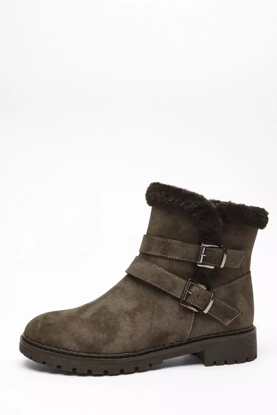 Grey buckle ankle boots hotsell