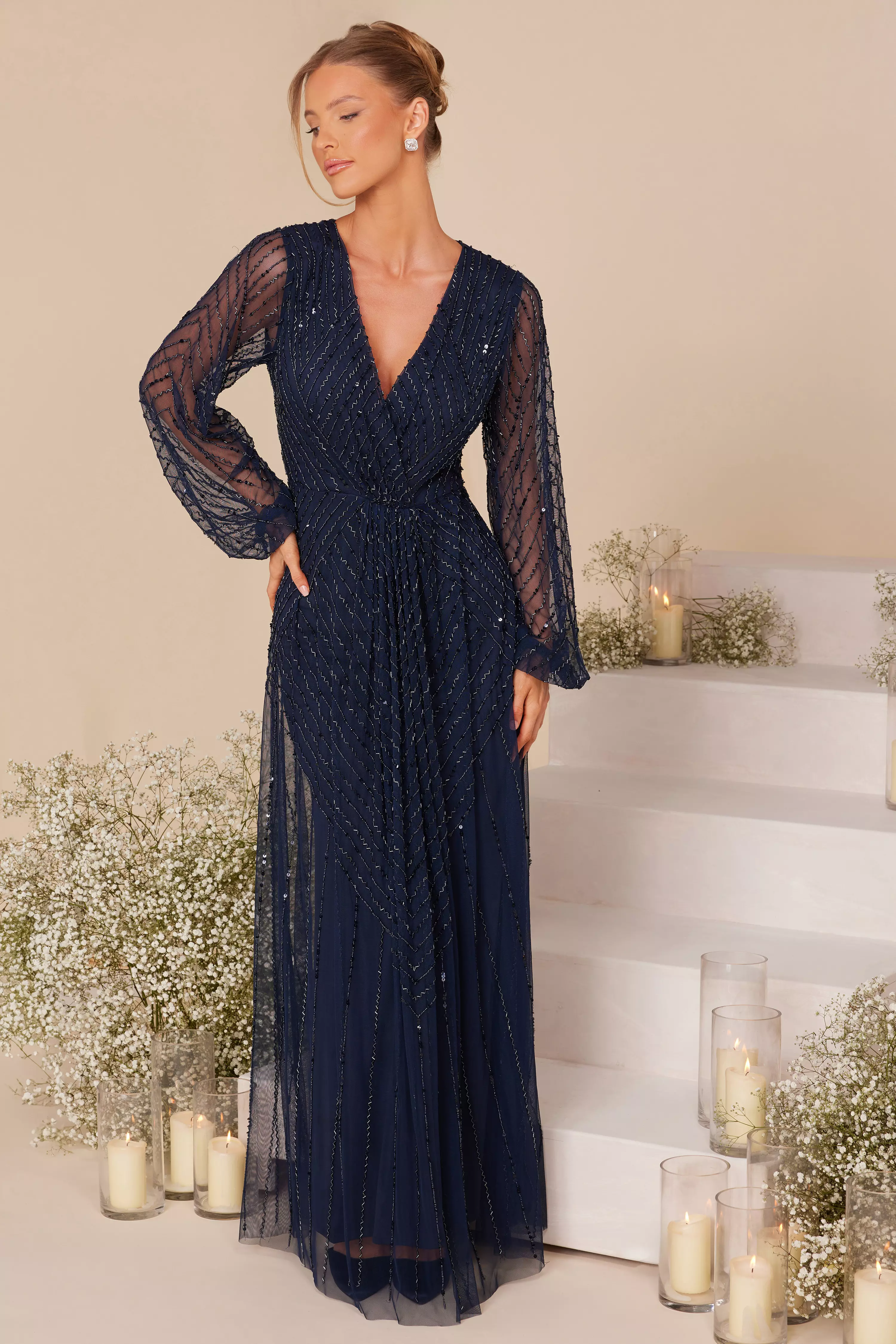 Quiz navy sequin lace best sale maxi dress