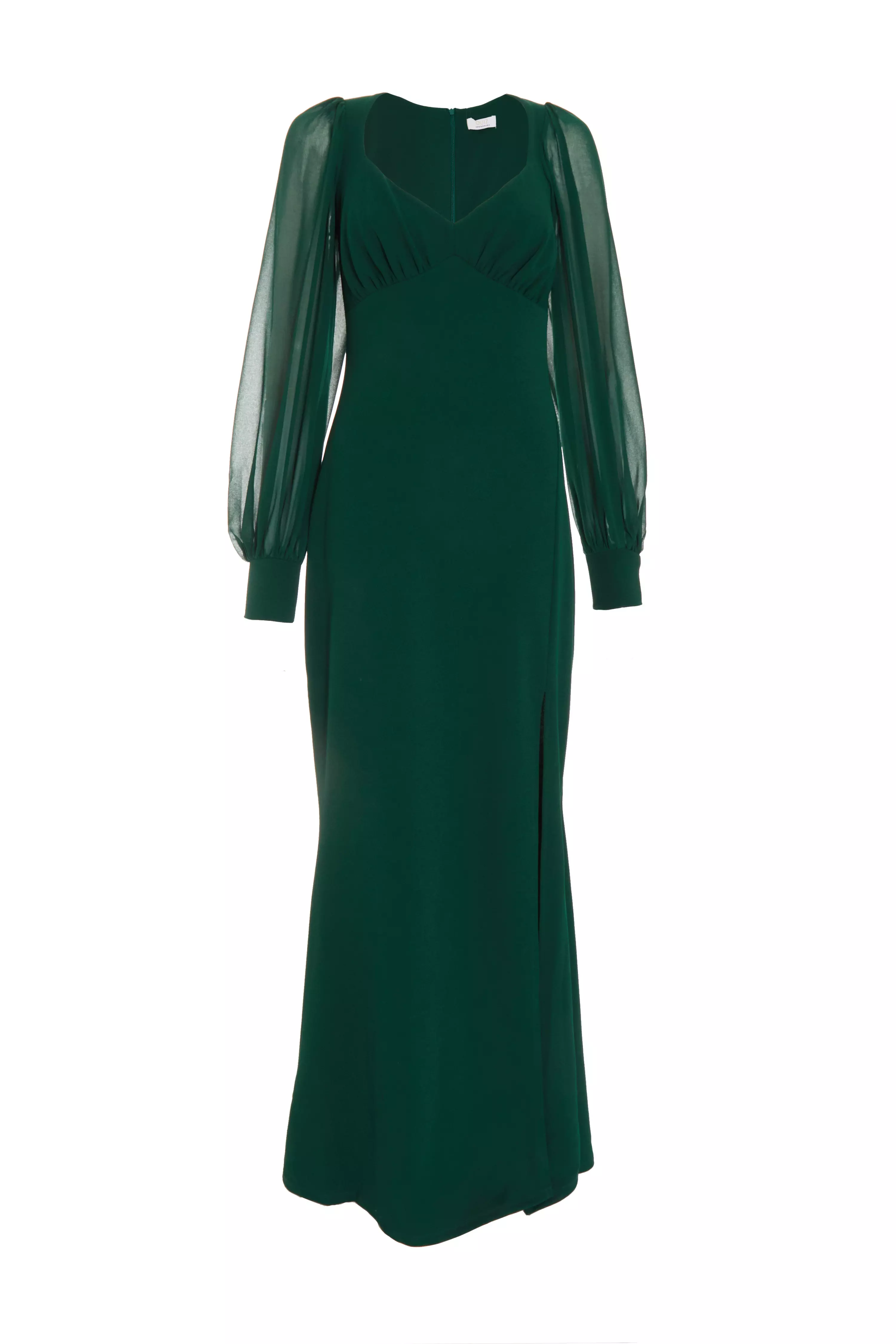 Green Chiffon Sleeve Maxi Dress