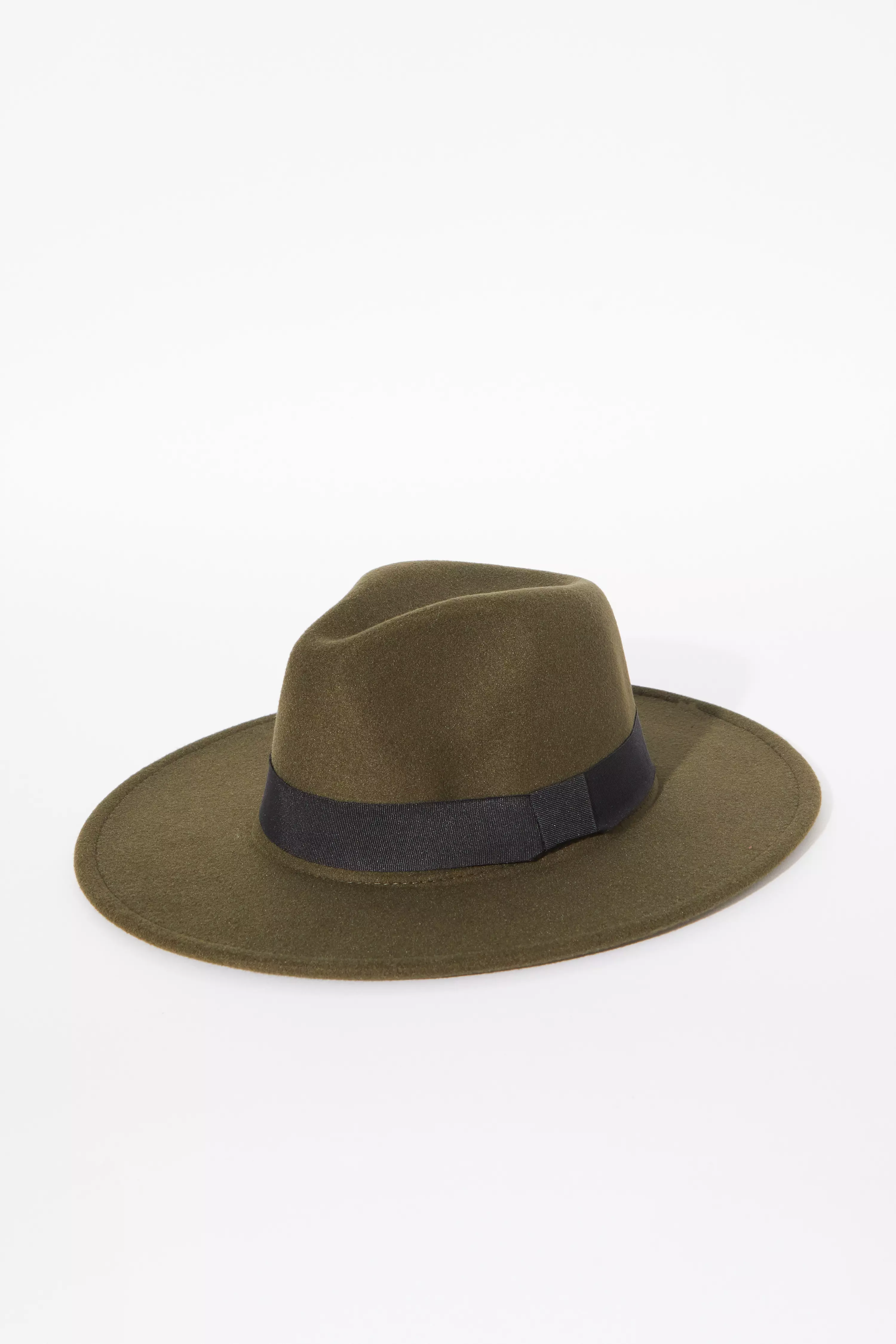 Khaki Felt Fedora Hat