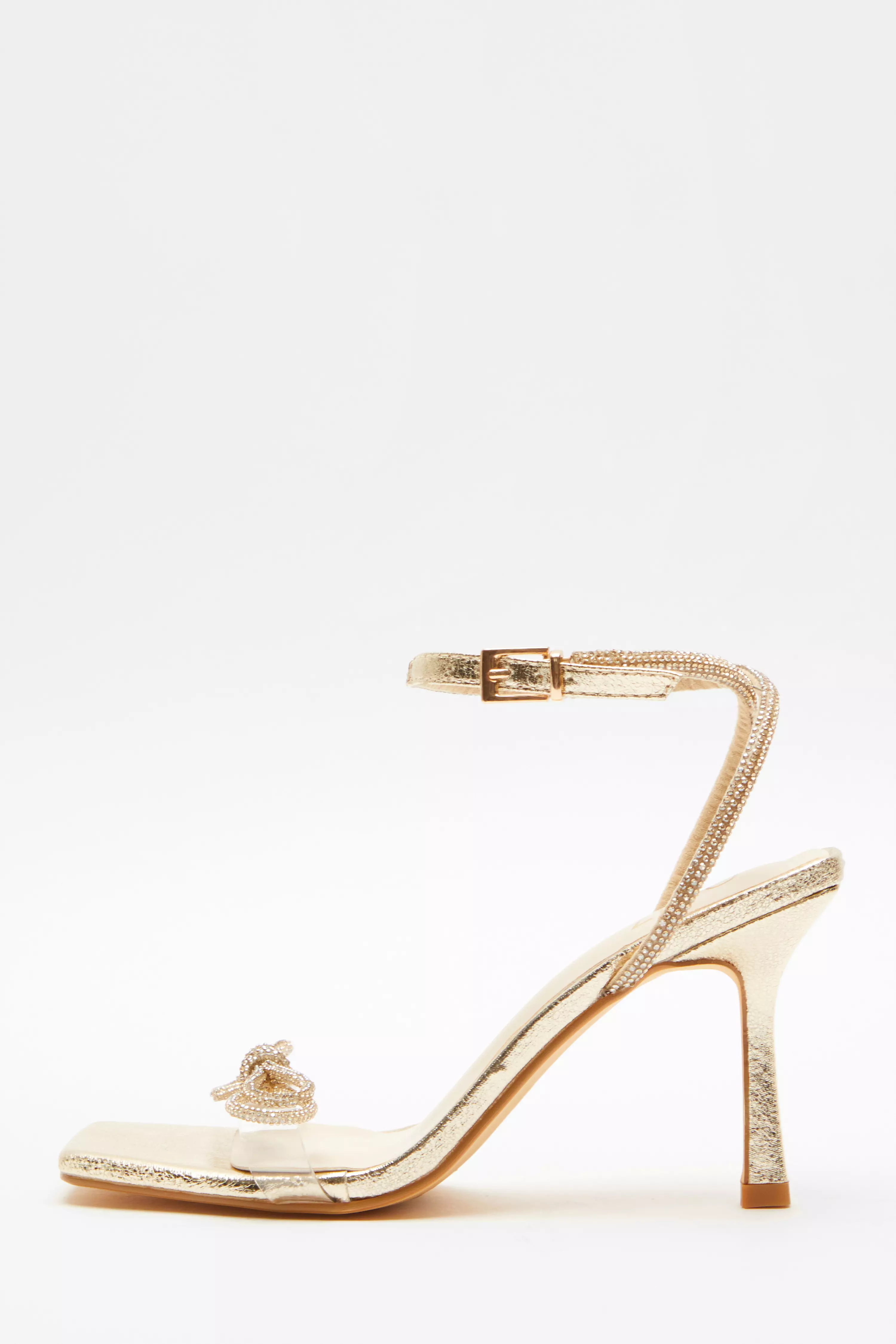 Gold Bow Heeled Sandals