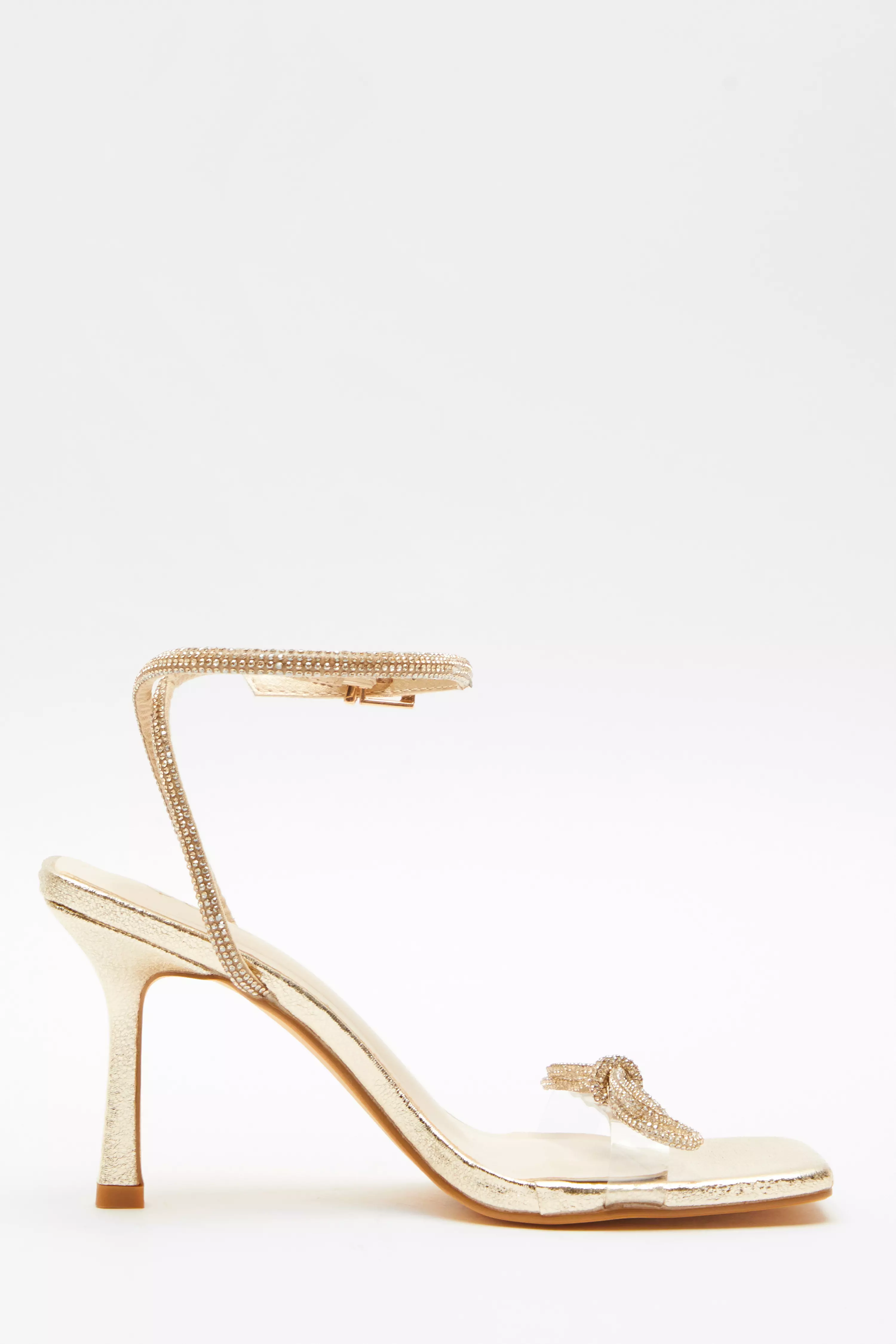 Gold Bow Heeled Sandals