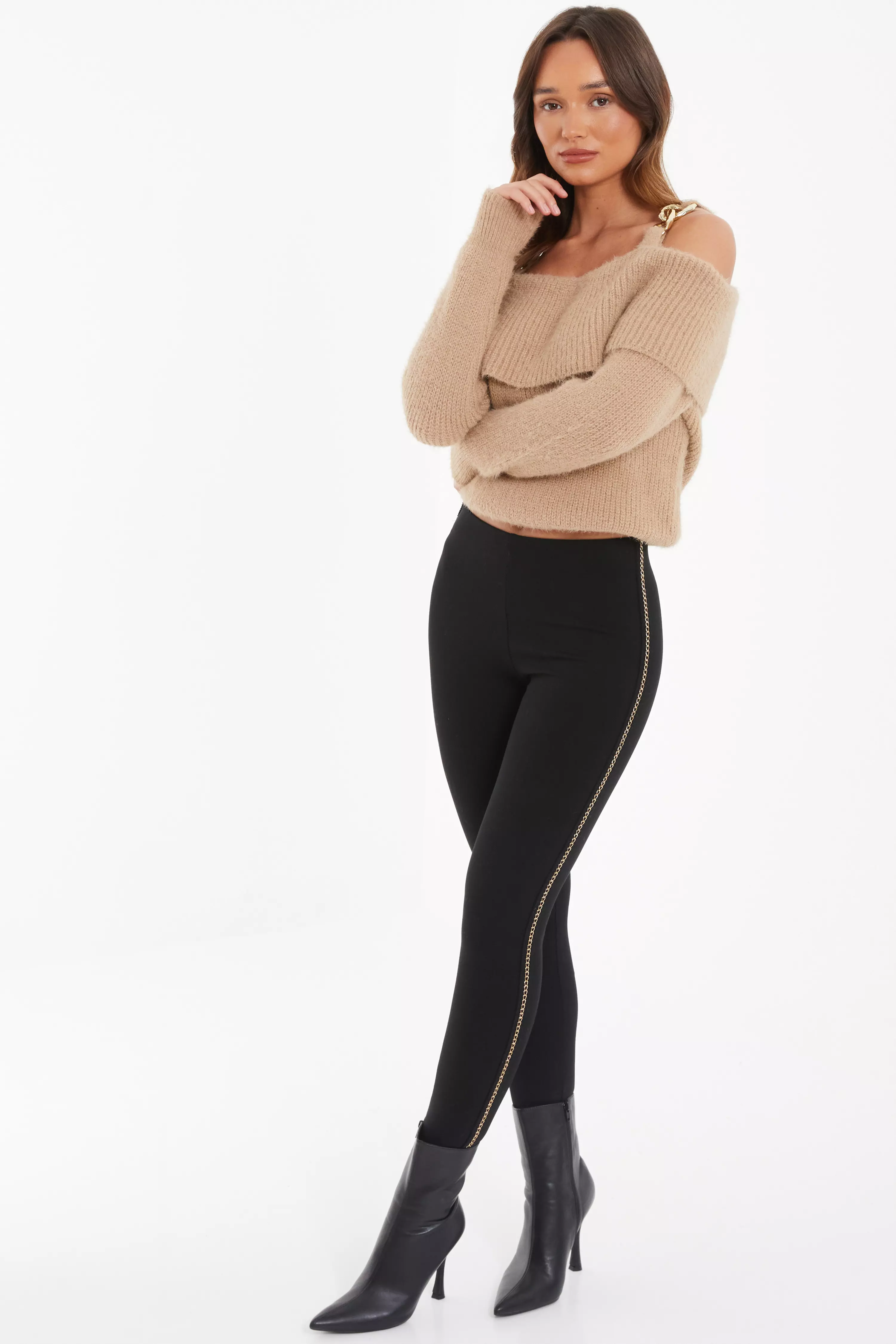 Black Chain Trim Leggings