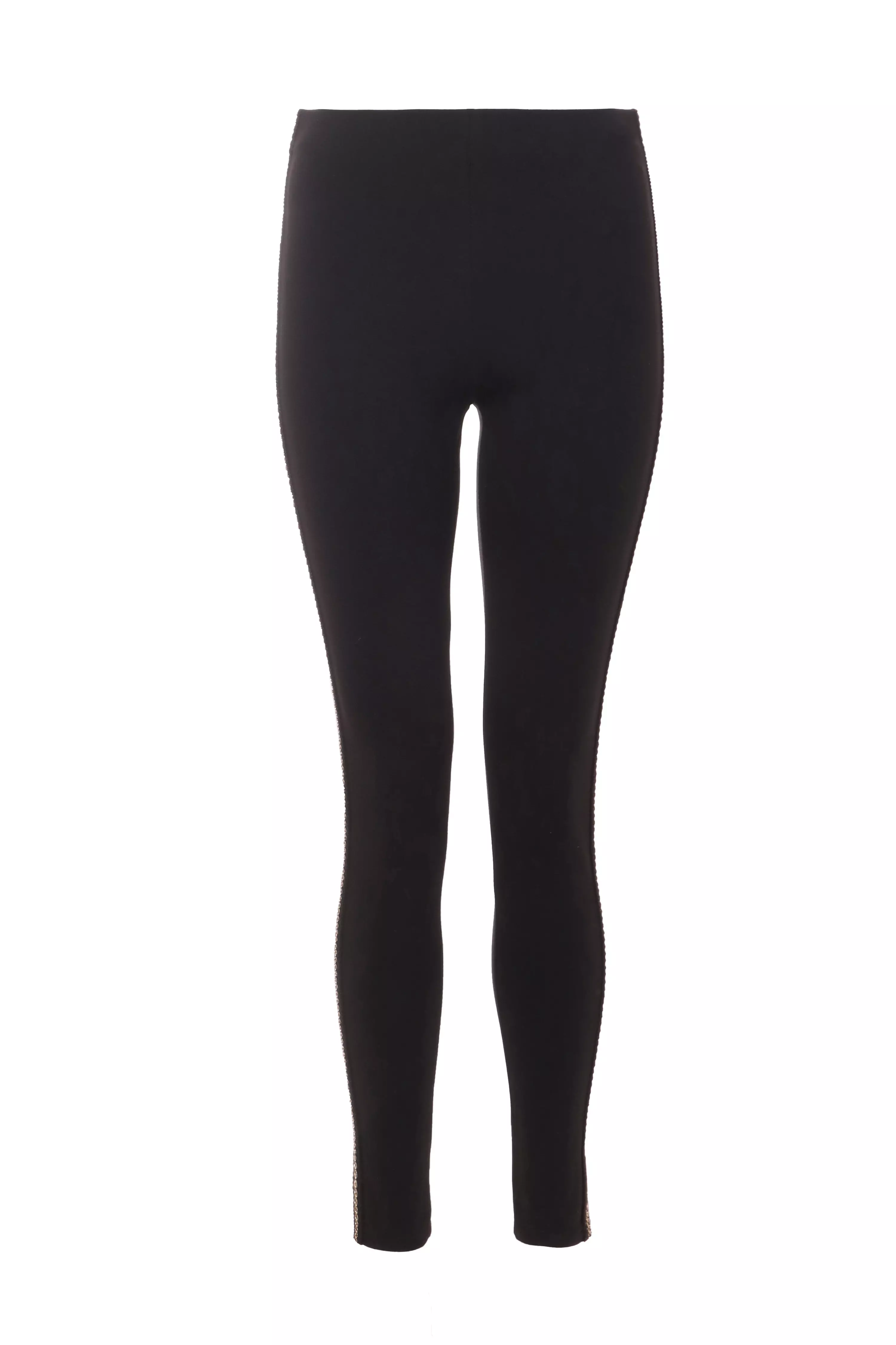 Black Chain Trim Leggings<!-- --> - <!-- -->QUIZ Clothing