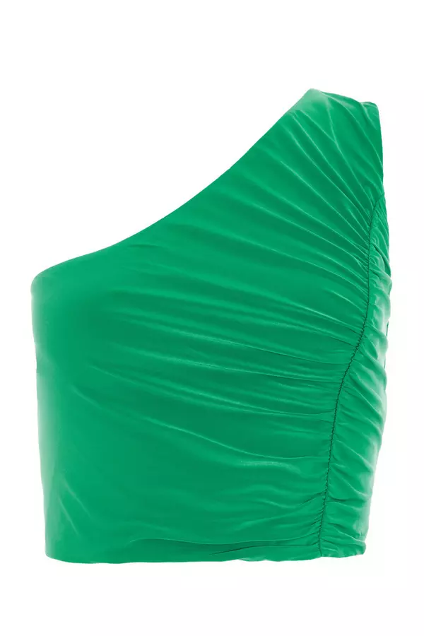 Jade Green Ruched Crop Top