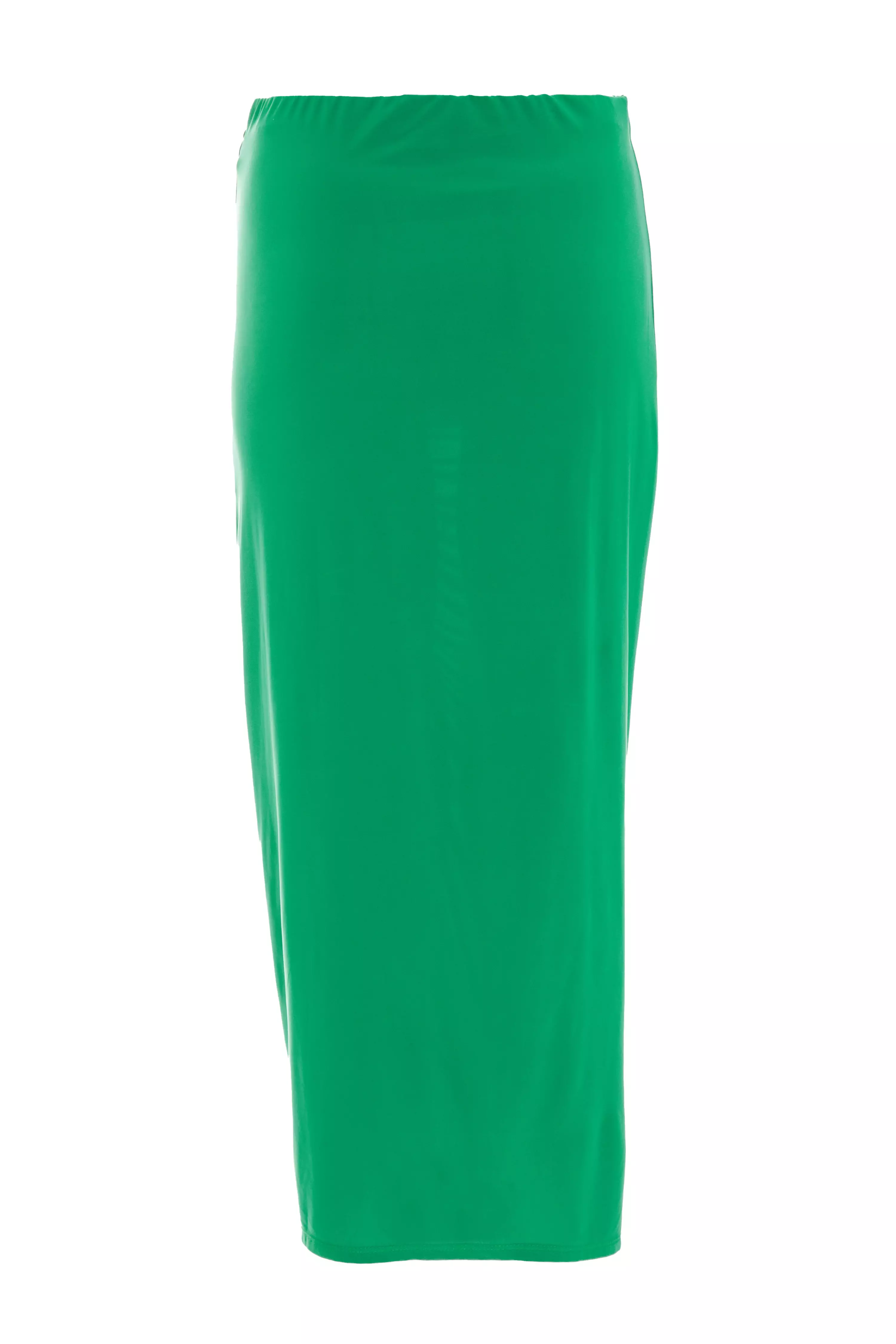 Jade Green Ruched Bodycon Midi Skirt