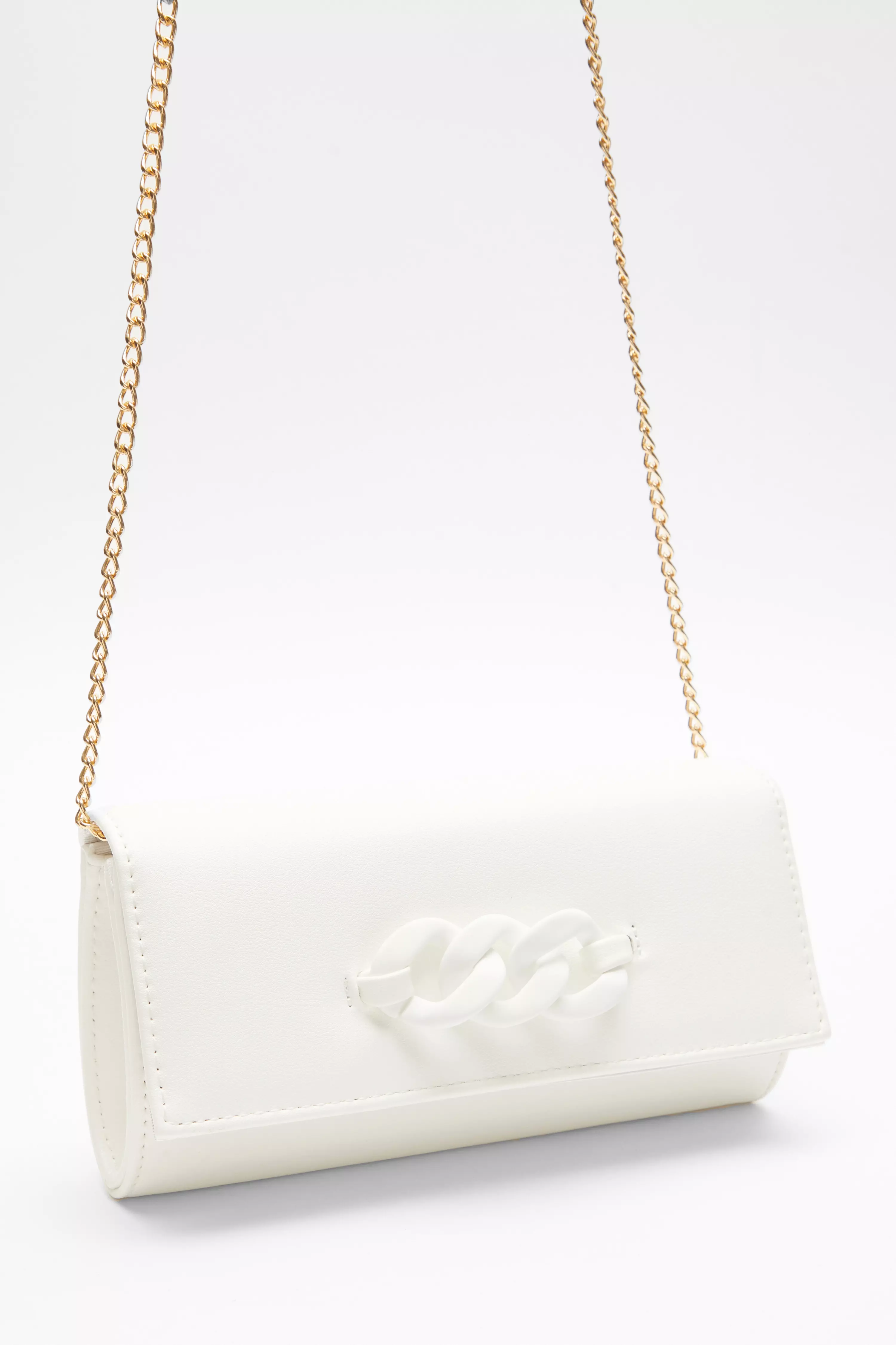 White Chain Clutch Bag QUIZ Clothing