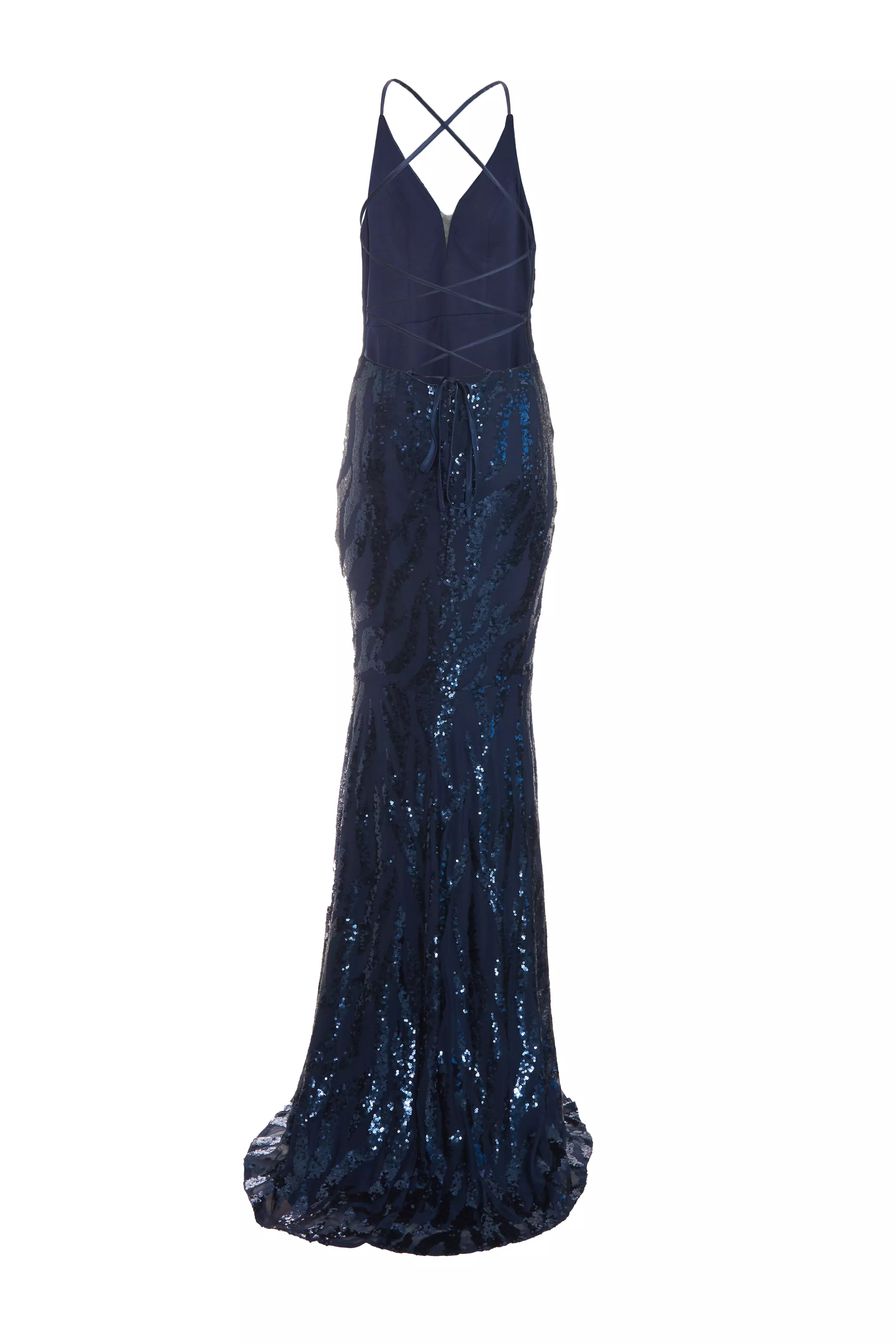 Navy Sequin Cross Back Maxi Dress