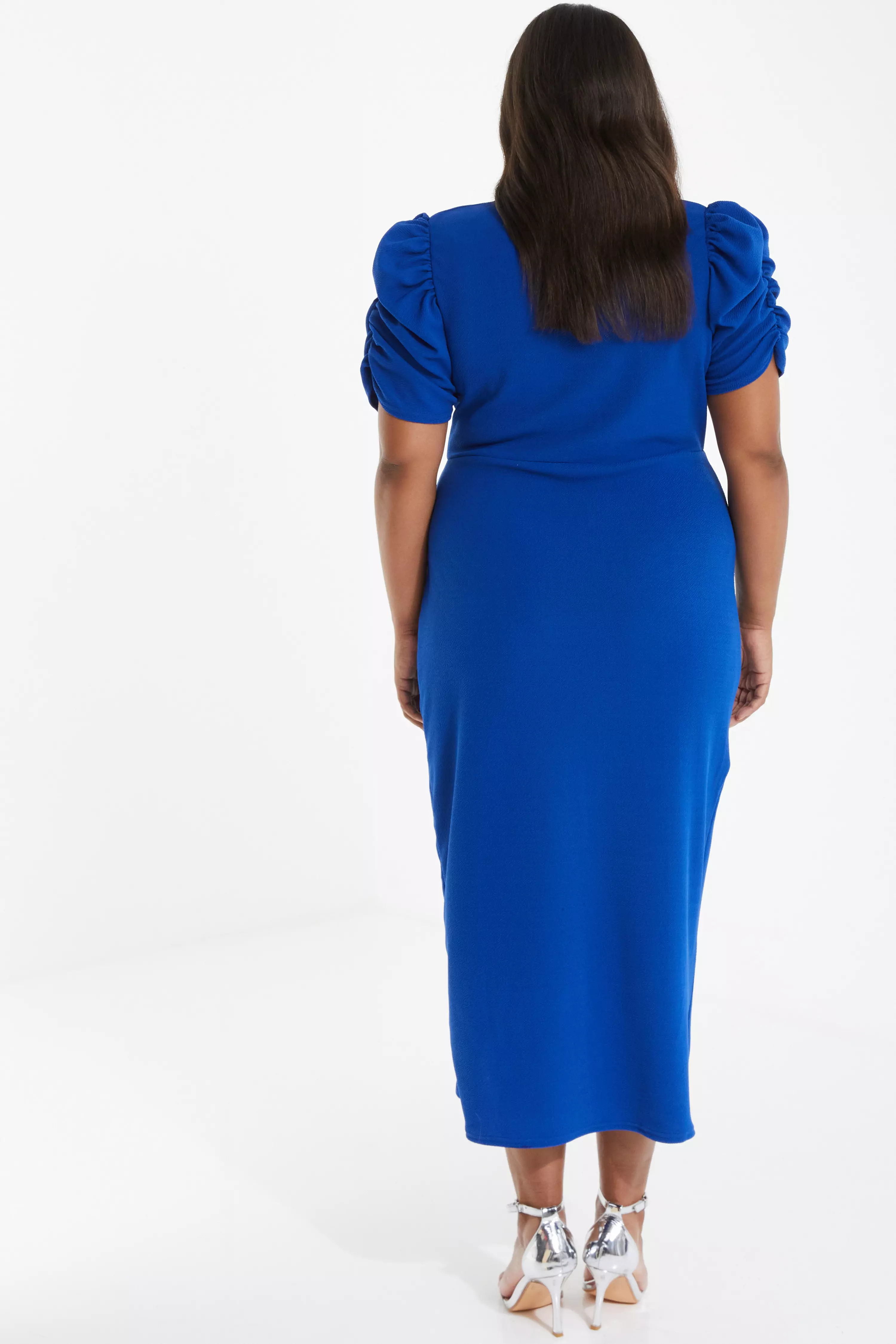 Curve Royal Blue Wrap Midi Dress