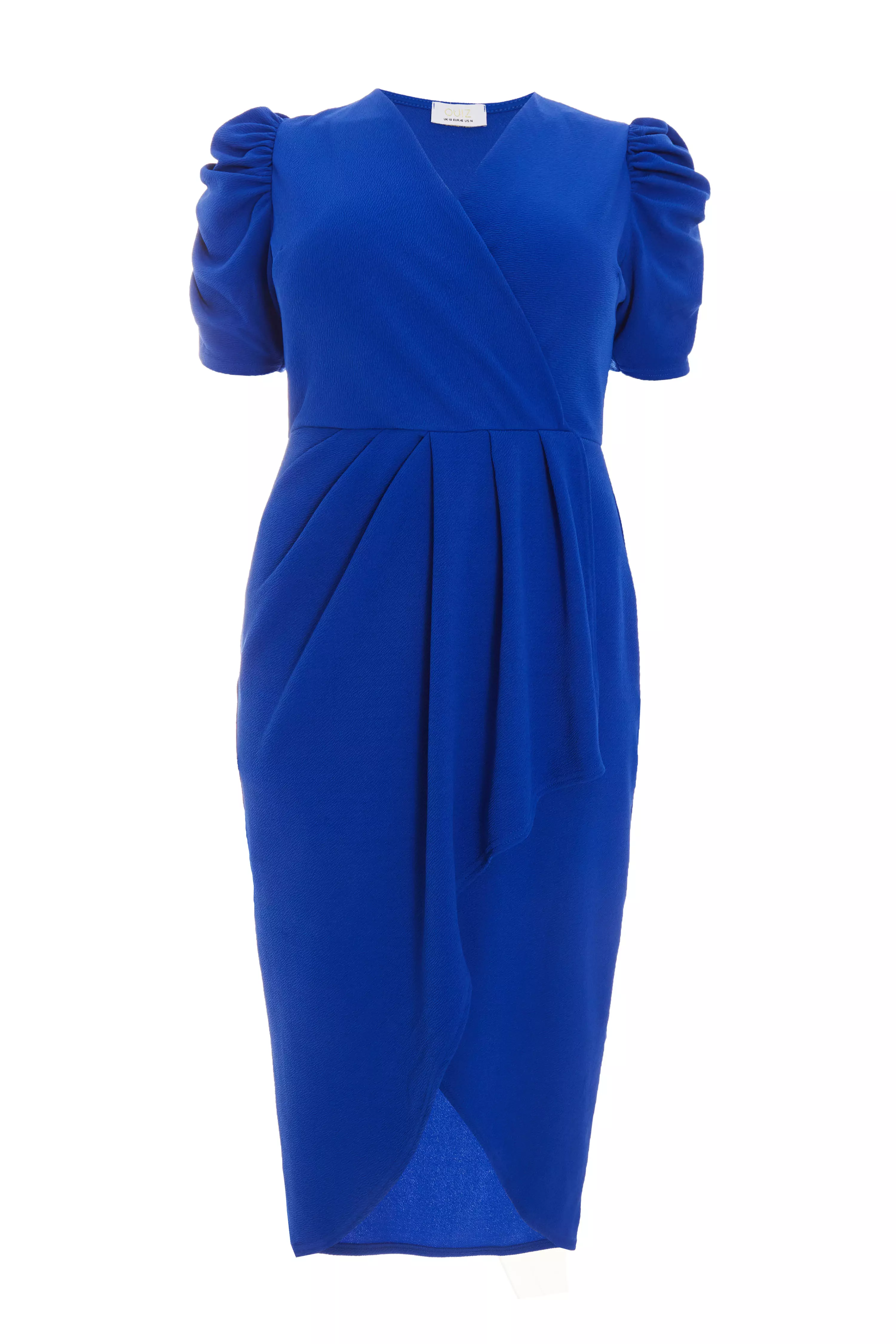 Curve Royal Blue Wrap Midi Dress