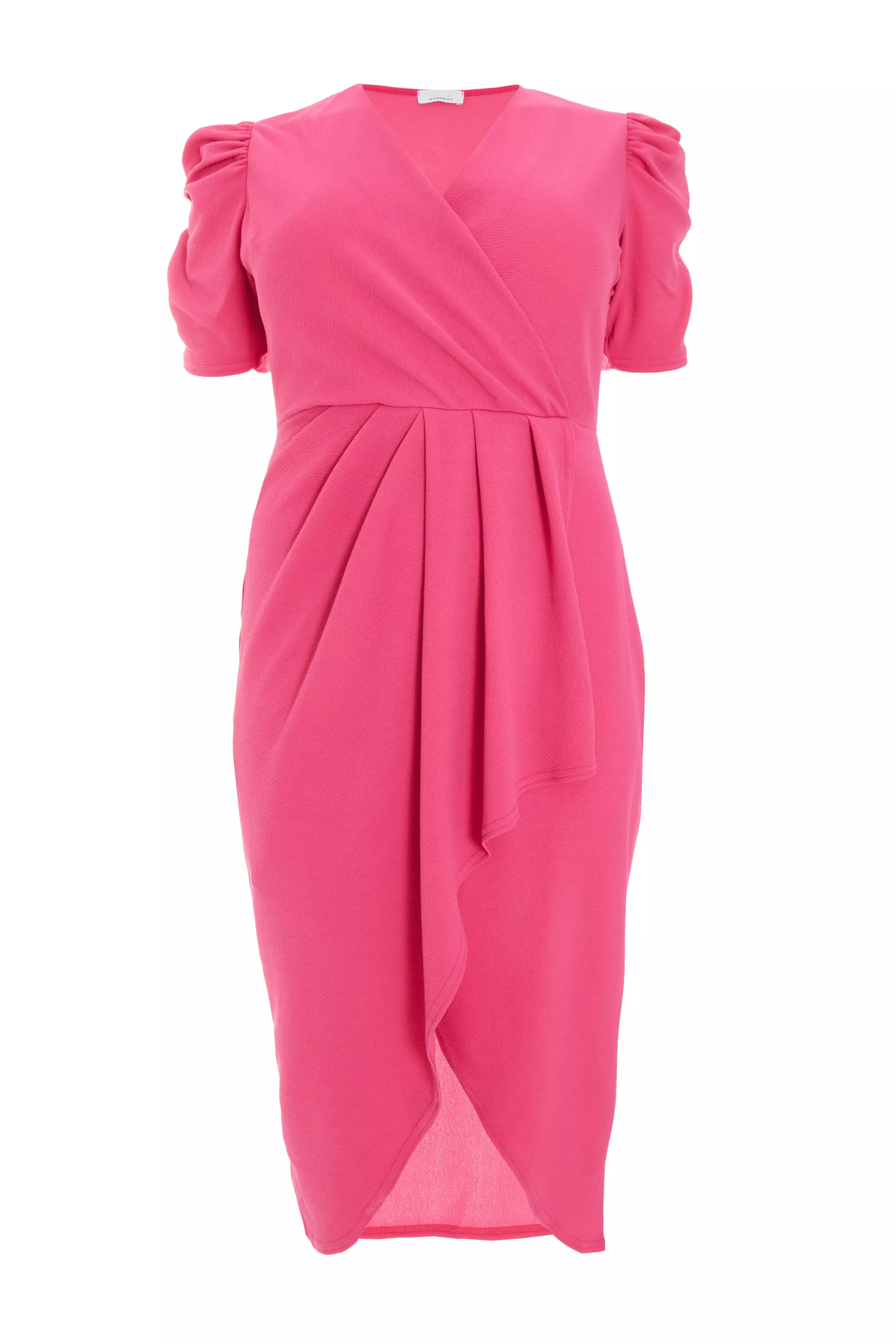 Curve Pink Wrap Midi Dress