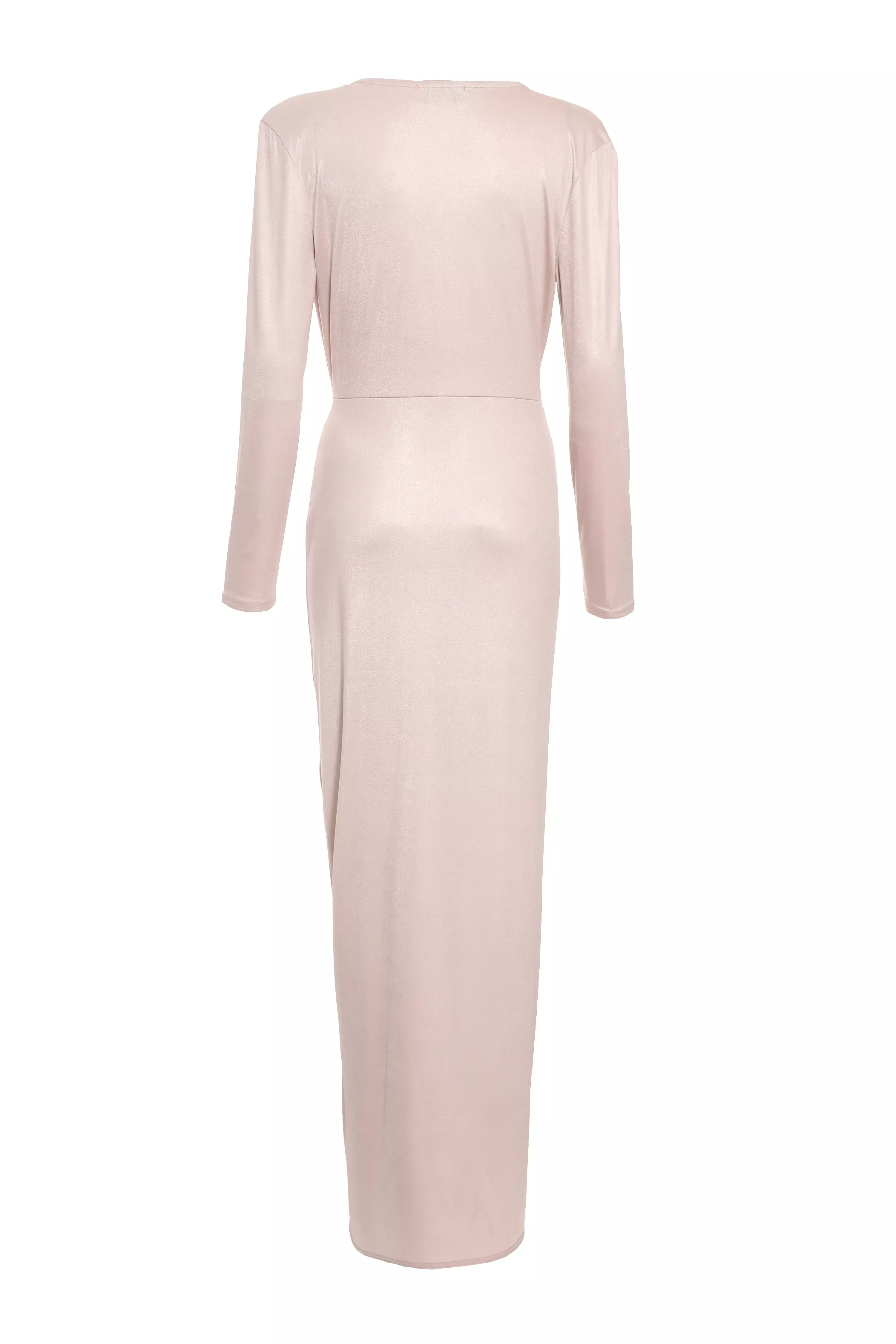 Champagne Shimmer Ruched Maxi Dress