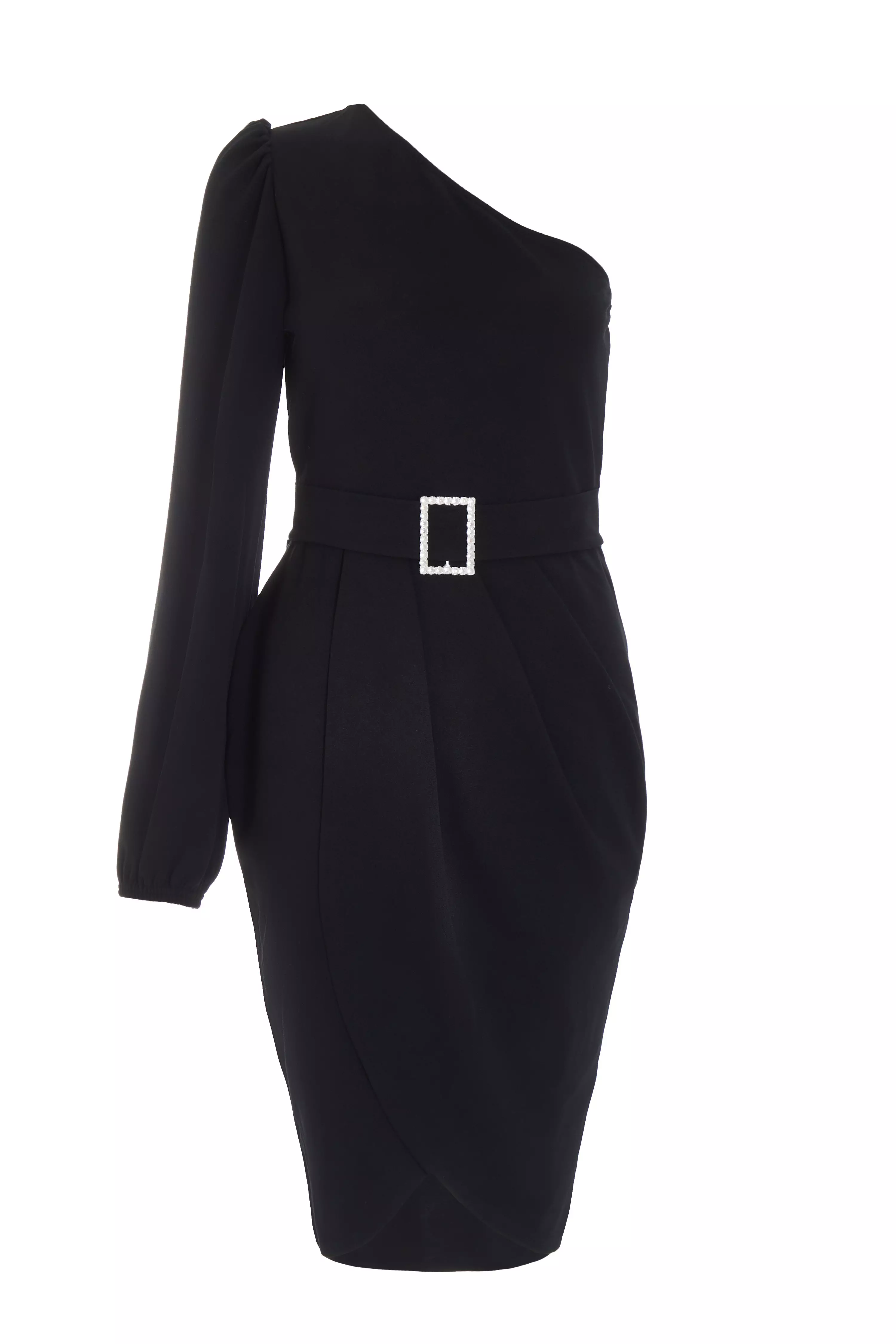 Black One Sleeve Bodycon Mini Dress