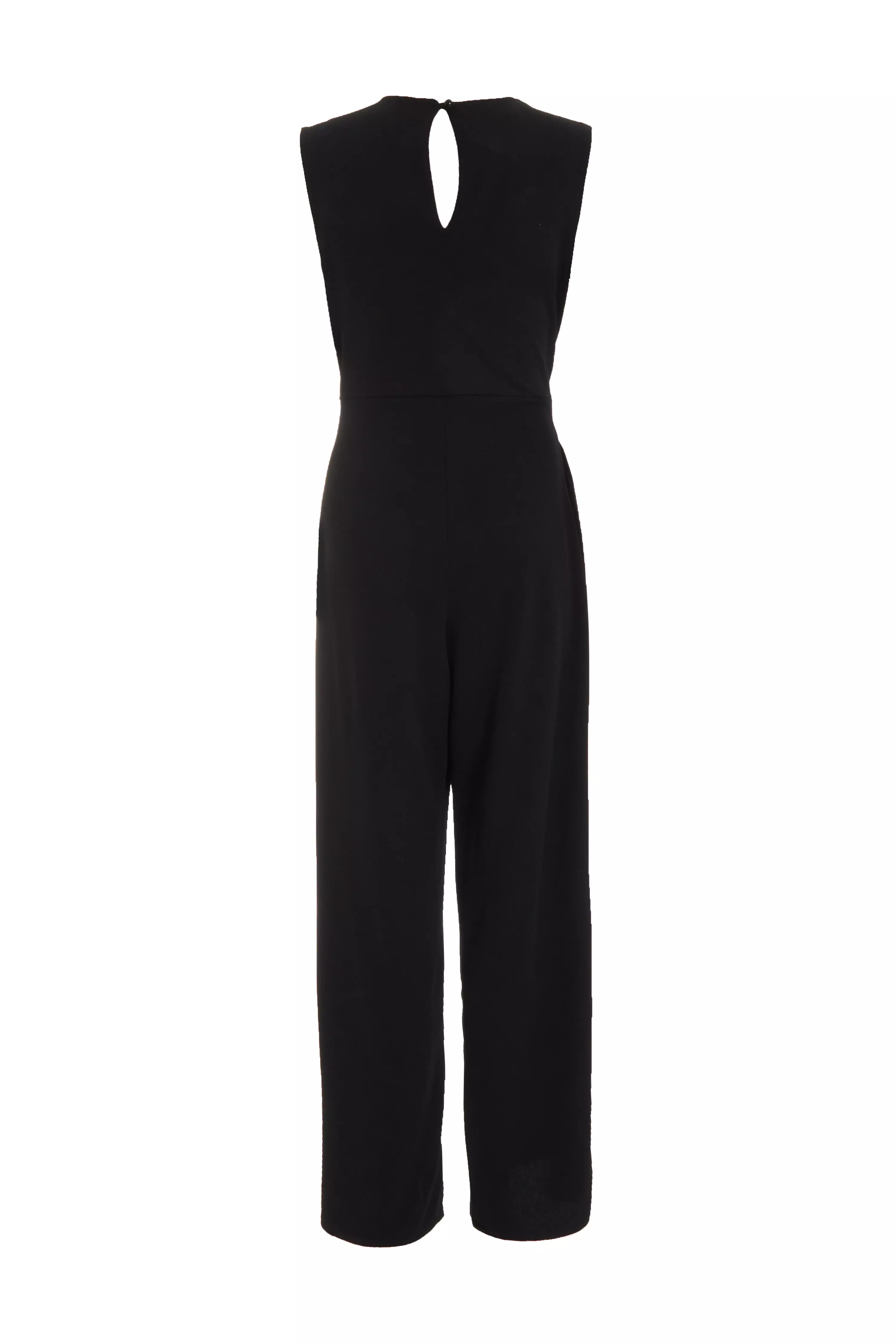 Black Ruched Waist Palazzo Jumpsuit