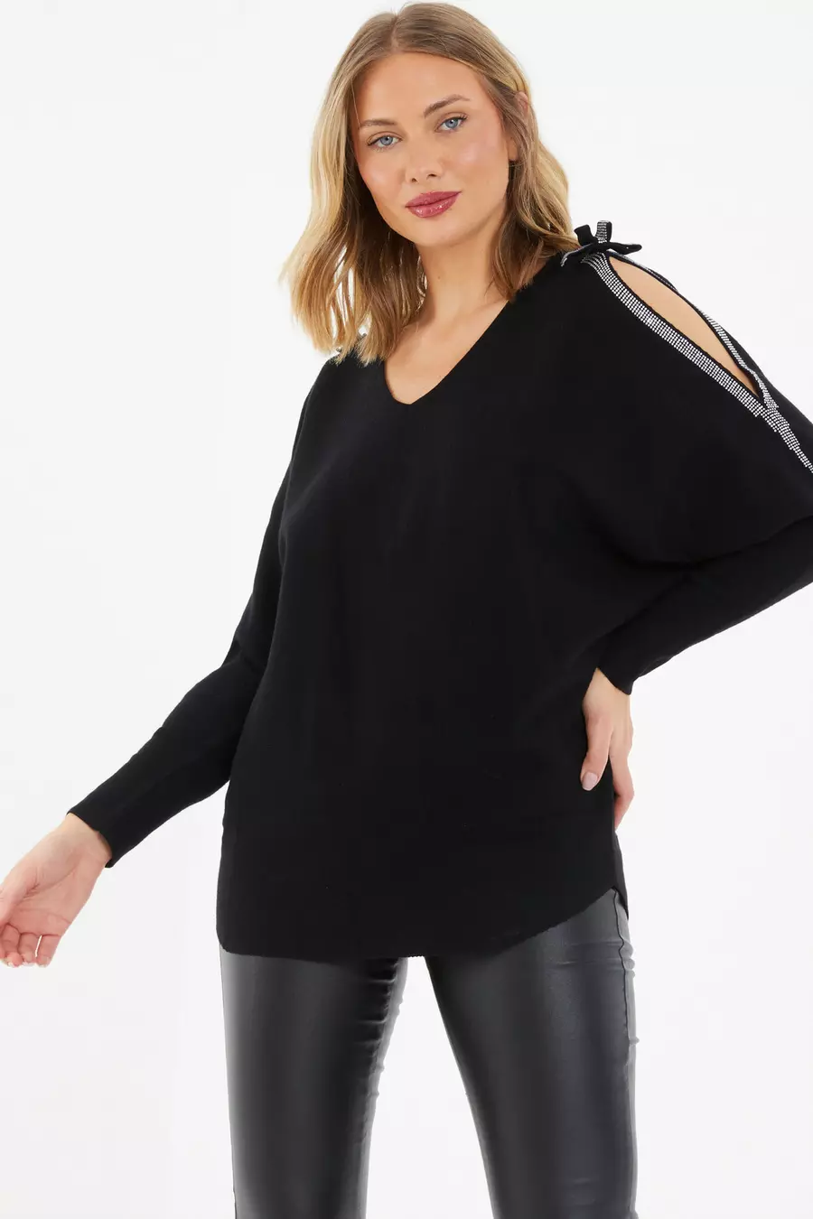 Black cold shoulder jumper sale