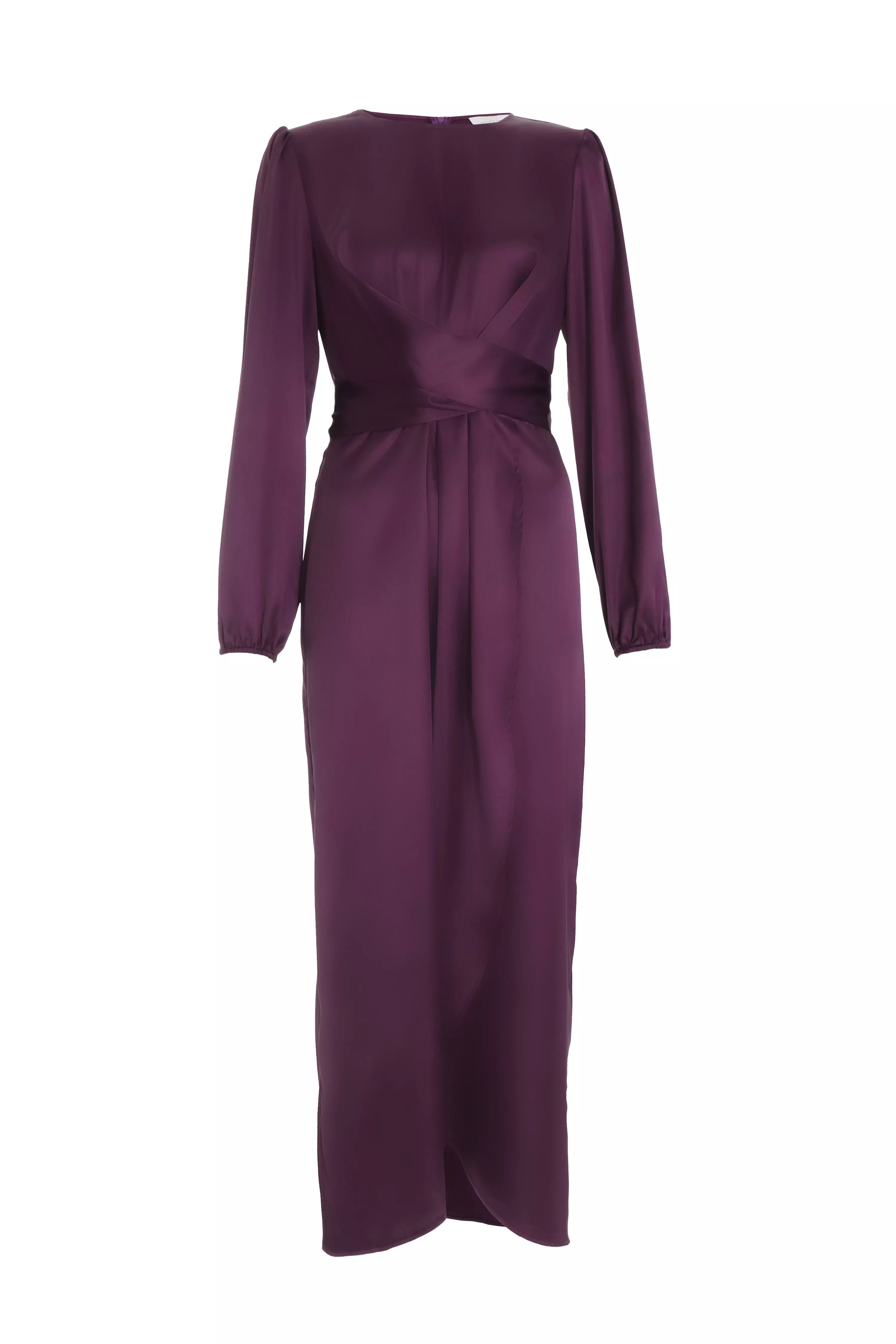 Purple Satin Wrap Maxi Dress