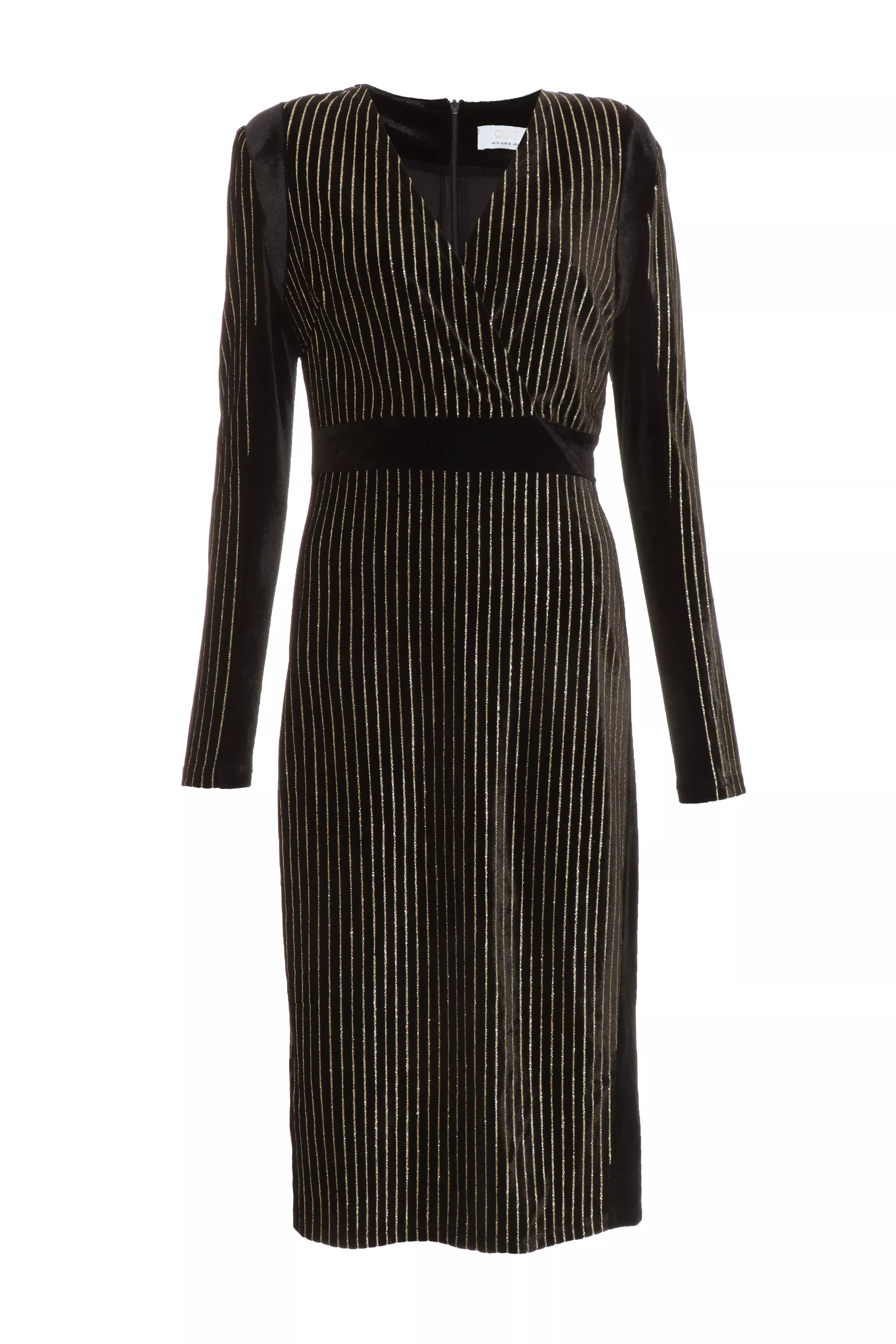 Black Velvet Stripe Midi Dress