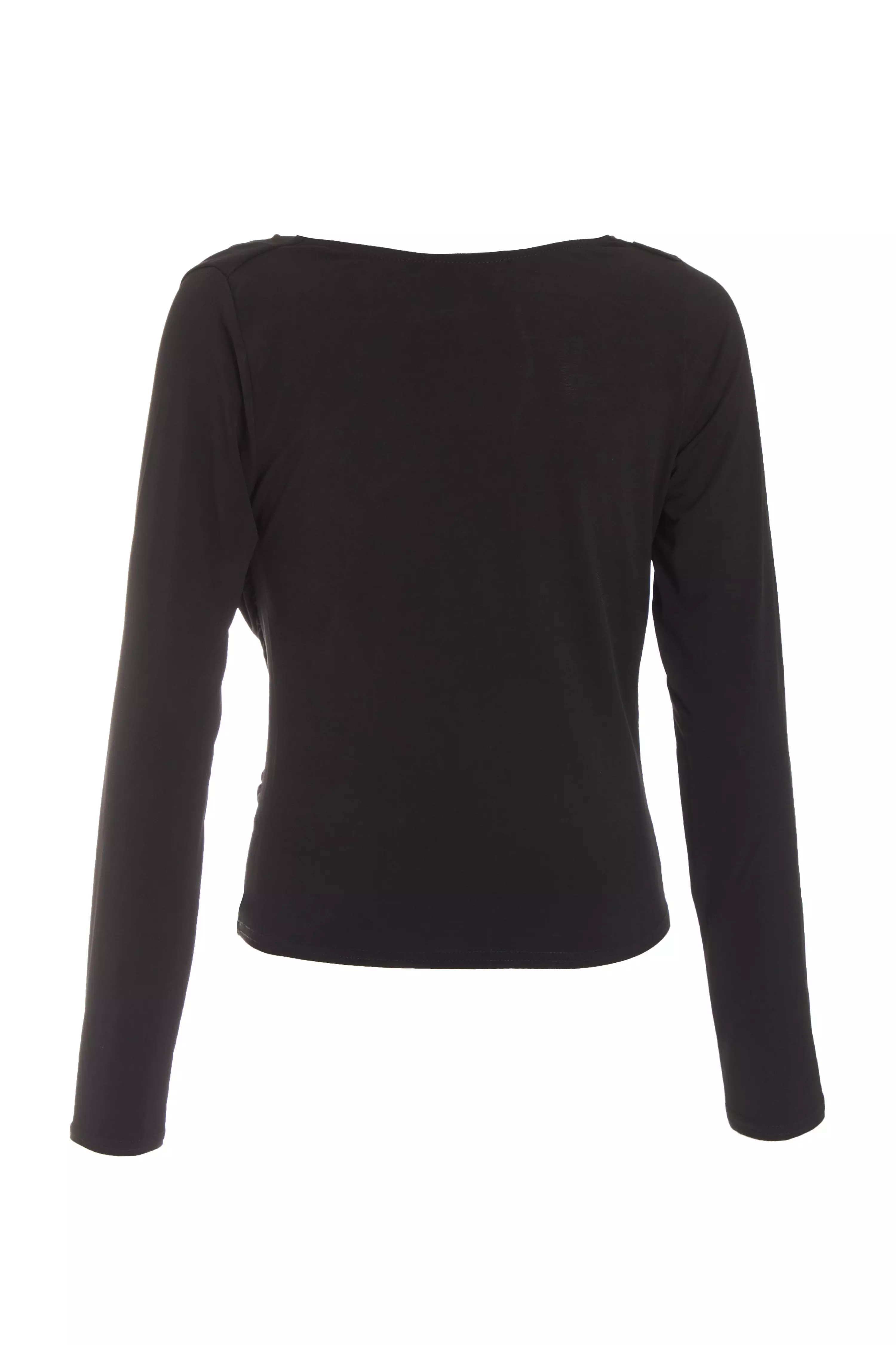 Black Ruched Cowl Neck Top