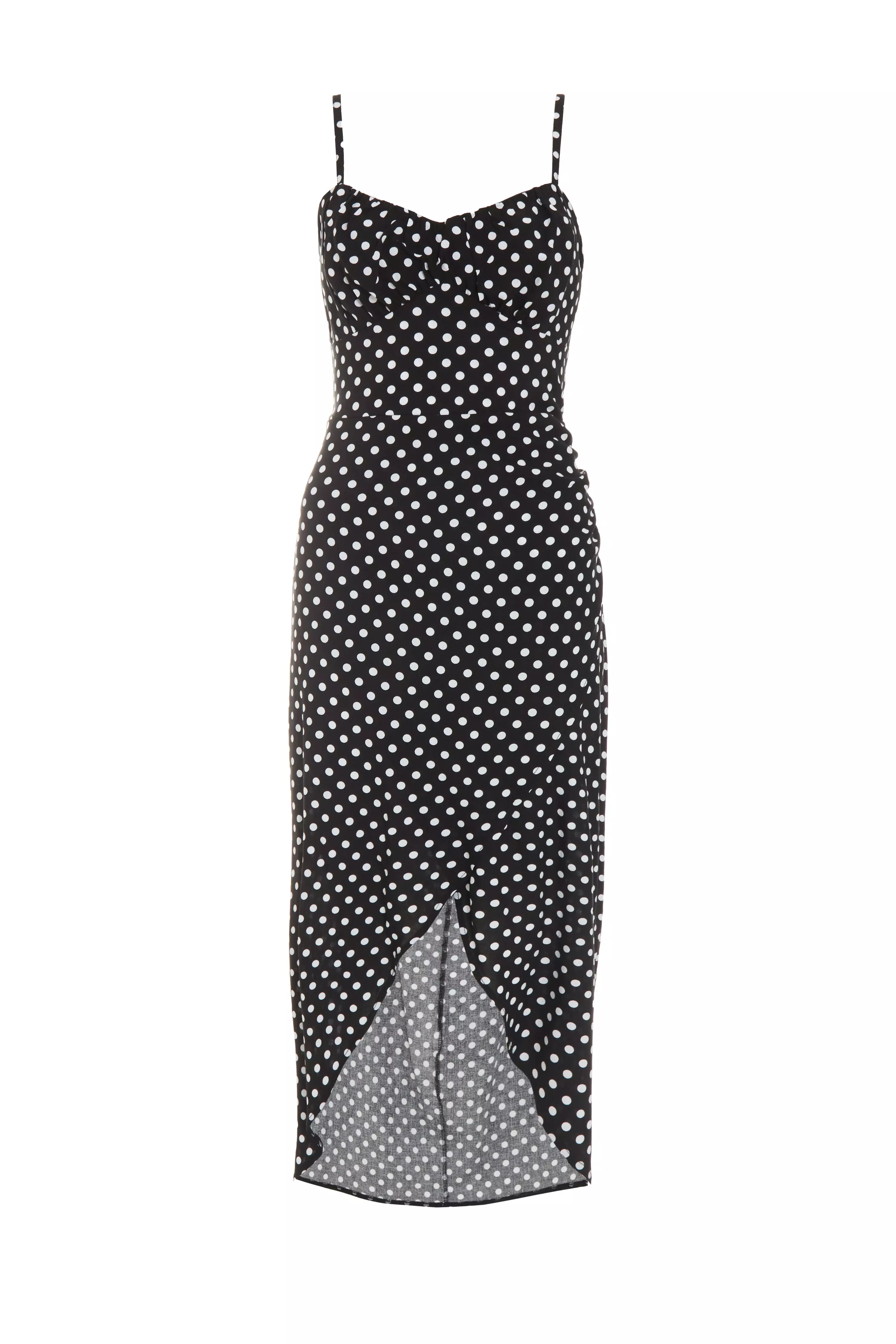 Black Polka Dot Midi Dress